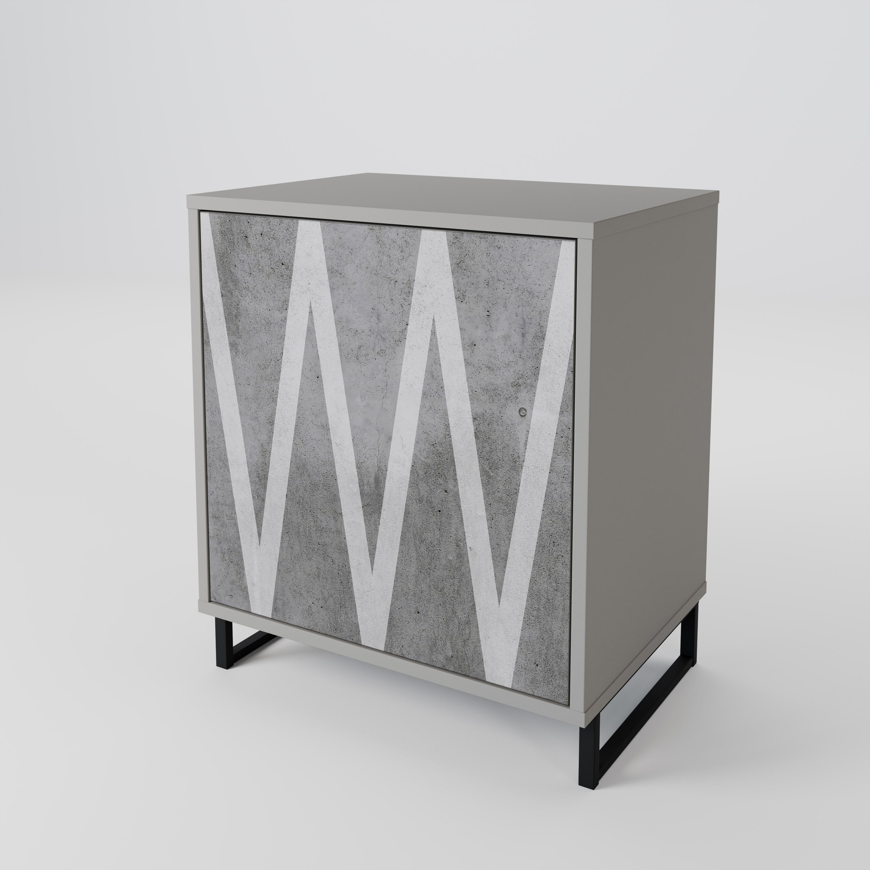SOLID ZIG ZAG Aparador de 1 Porta em Acabamento Cinzento