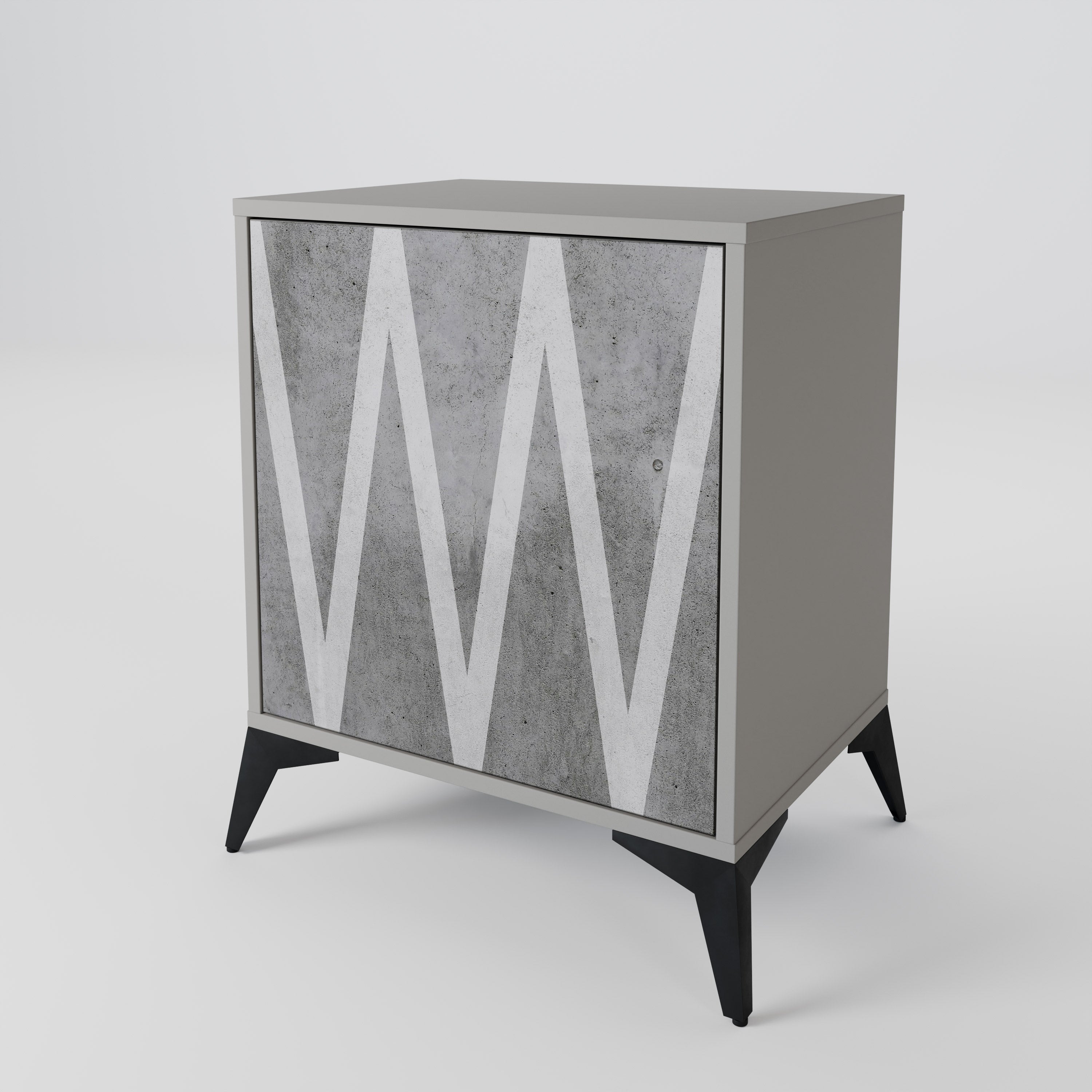 SOLID ZIG ZAG 1-Door Sideboard in Grey Finish