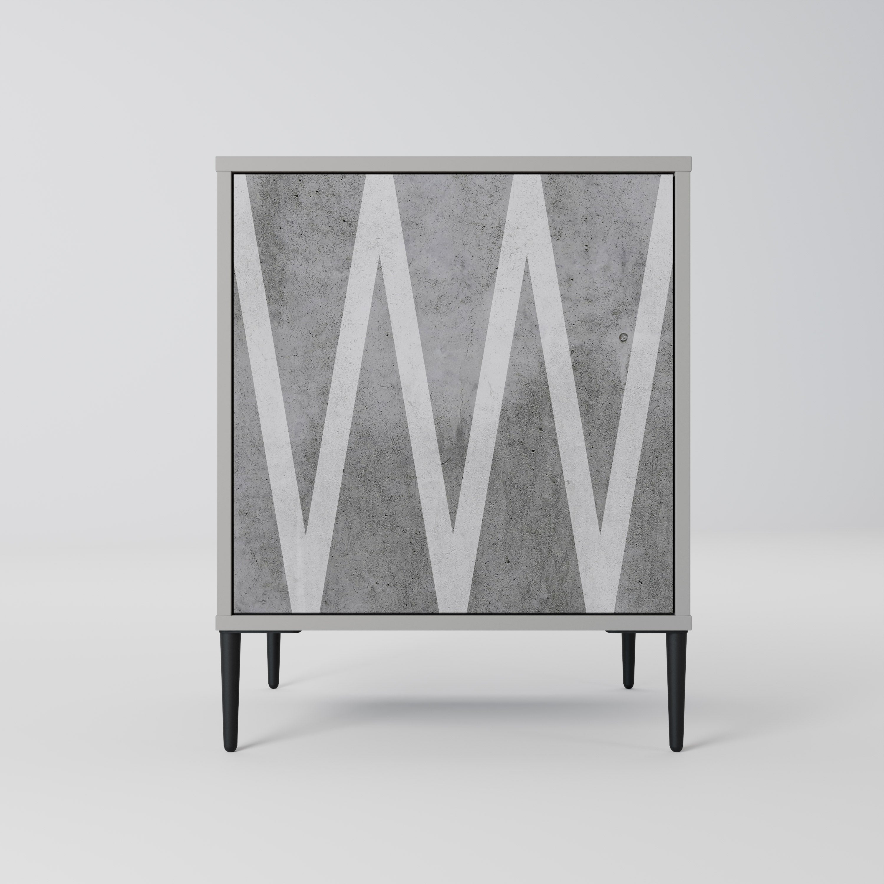 SOLID ZIG ZAG 1-Door Sideboard in Grey Finish
