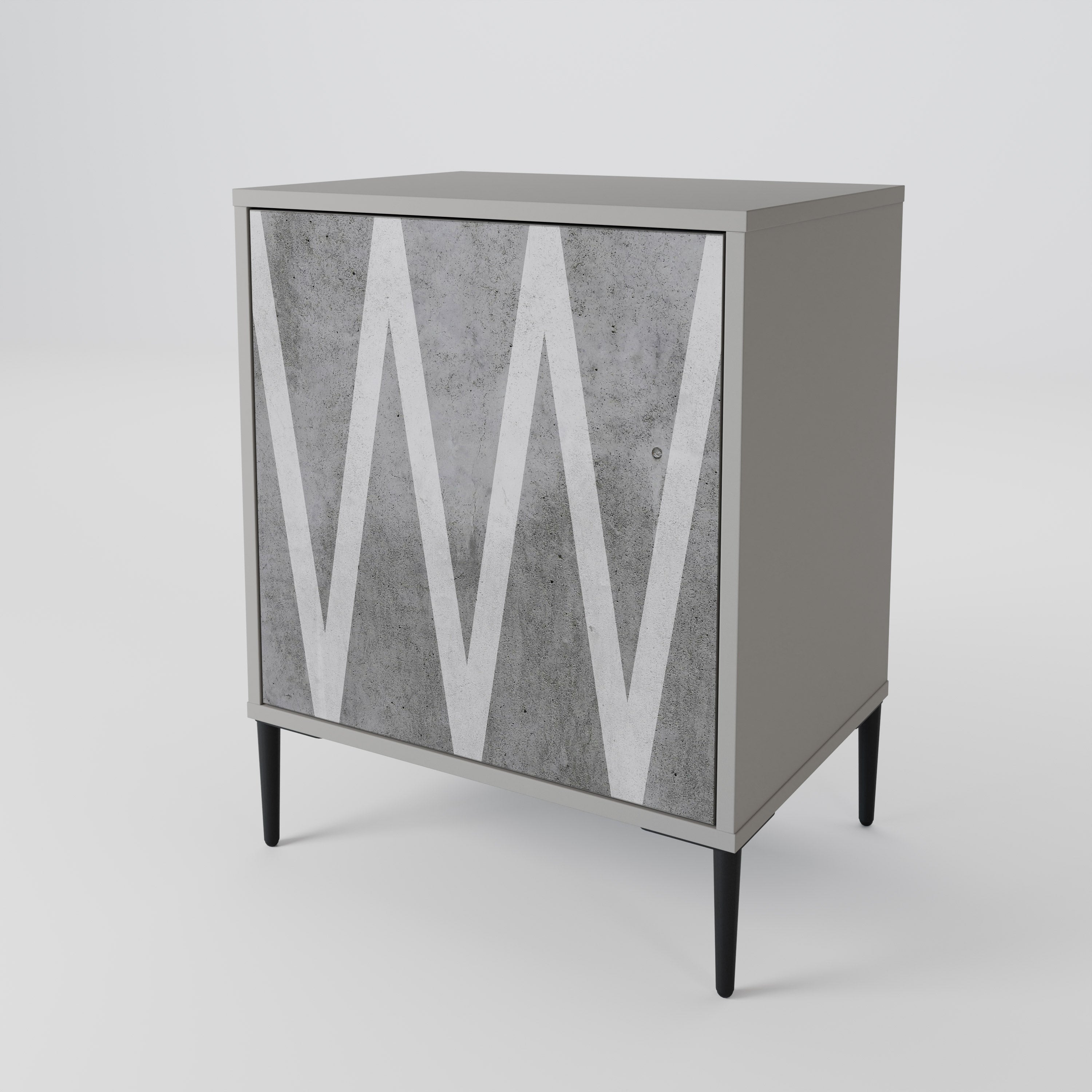 SOLID ZIG ZAG 1-Door Sideboard in Grey Finish