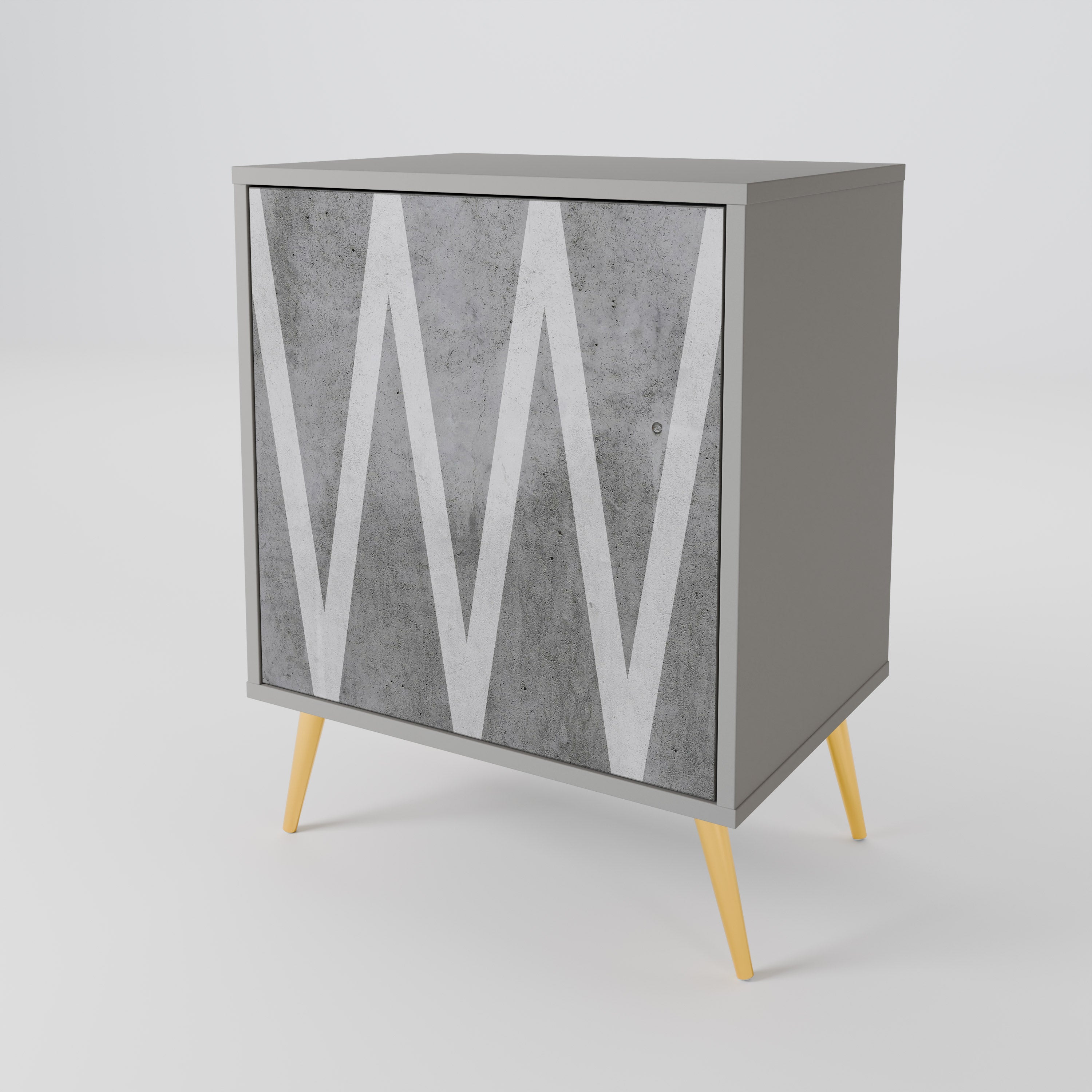 SOLID ZIG ZAG 1-Door Sideboard in Grey Finish