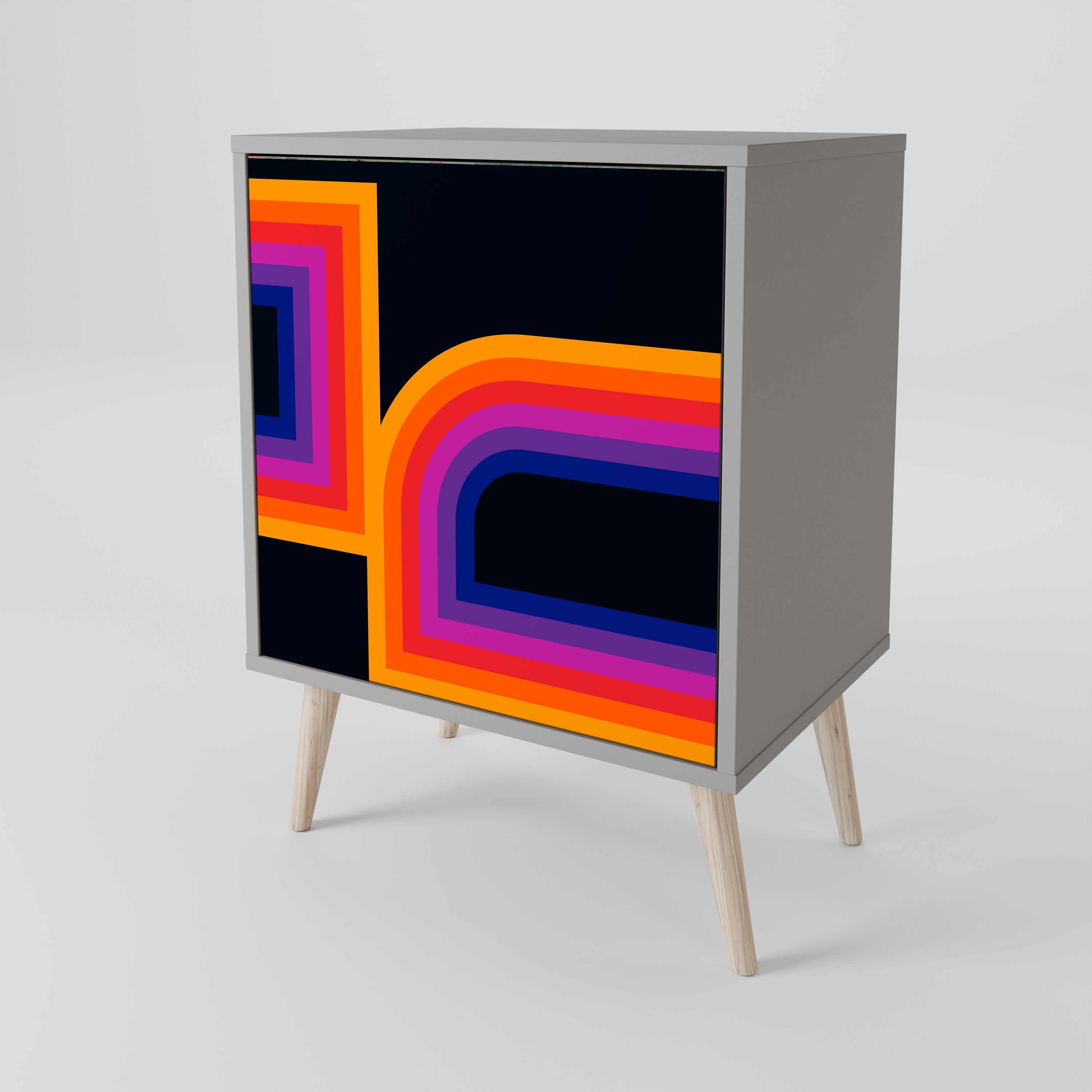 BLINDED BY THE LIGHTS Aparador de 1 Porta em Acabamento Cinzento