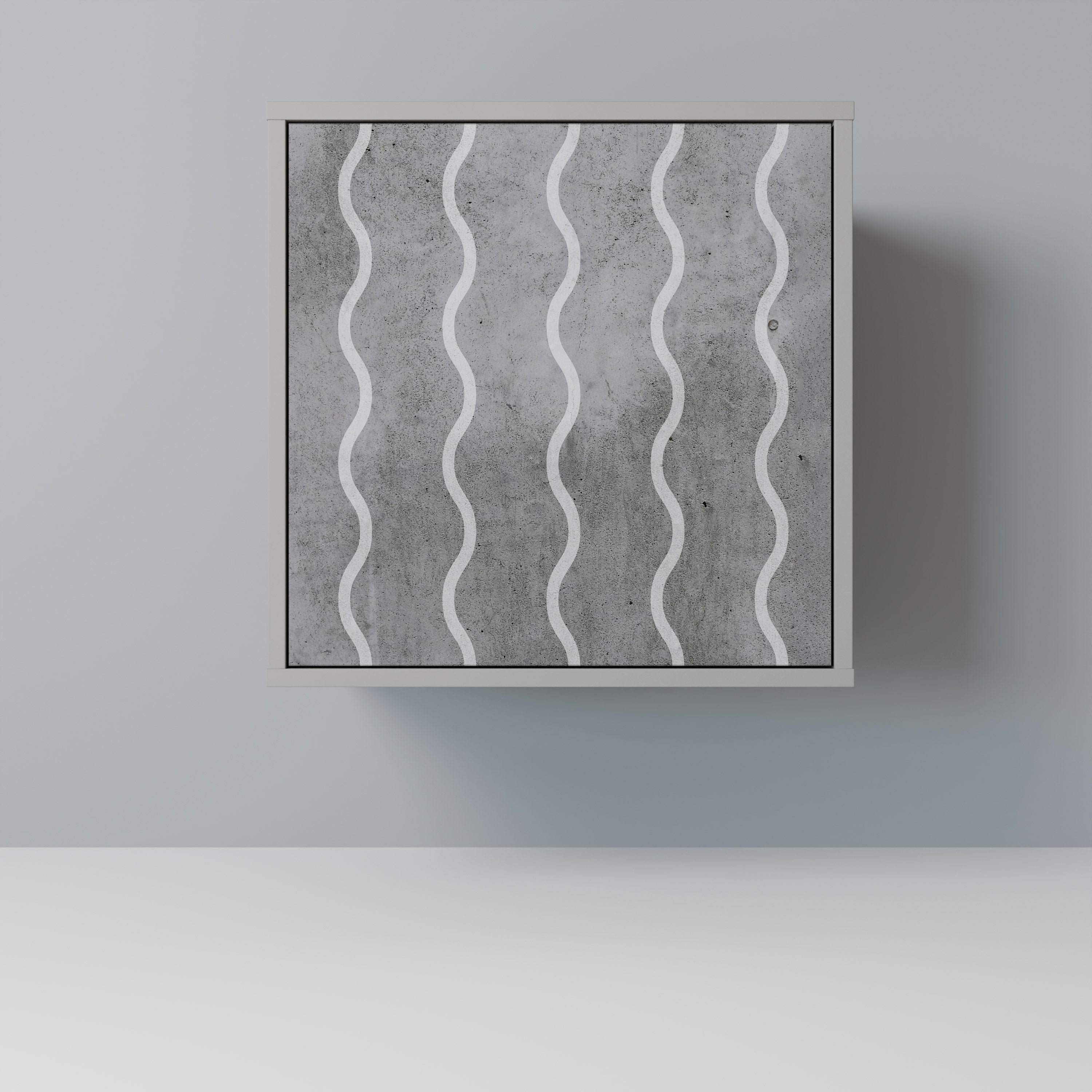 WAVES OF CONCRETE 1-Door Sideboard in Grey Finish
