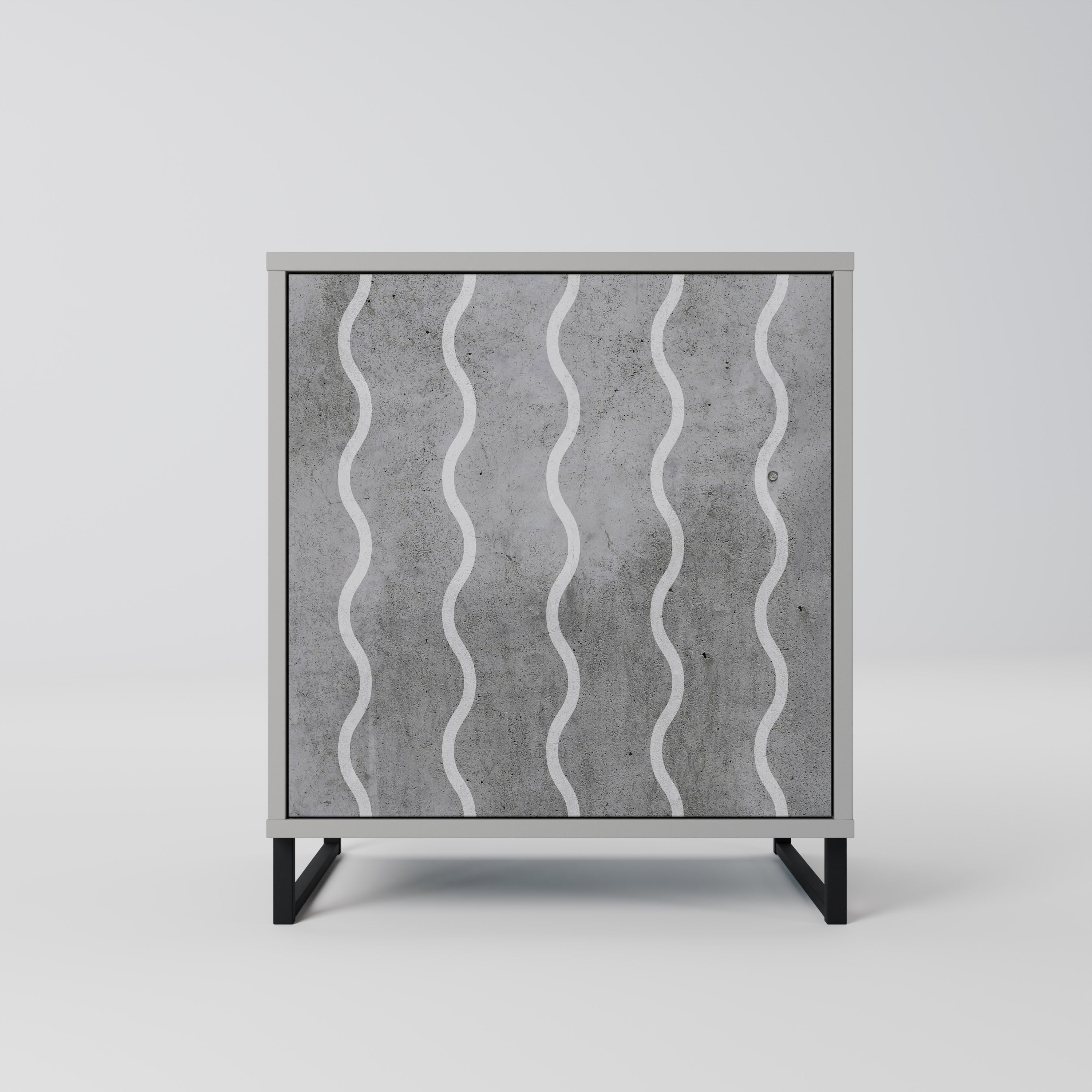 WAVES OF CONCRETE 1-Door Sideboard in Grey Finish