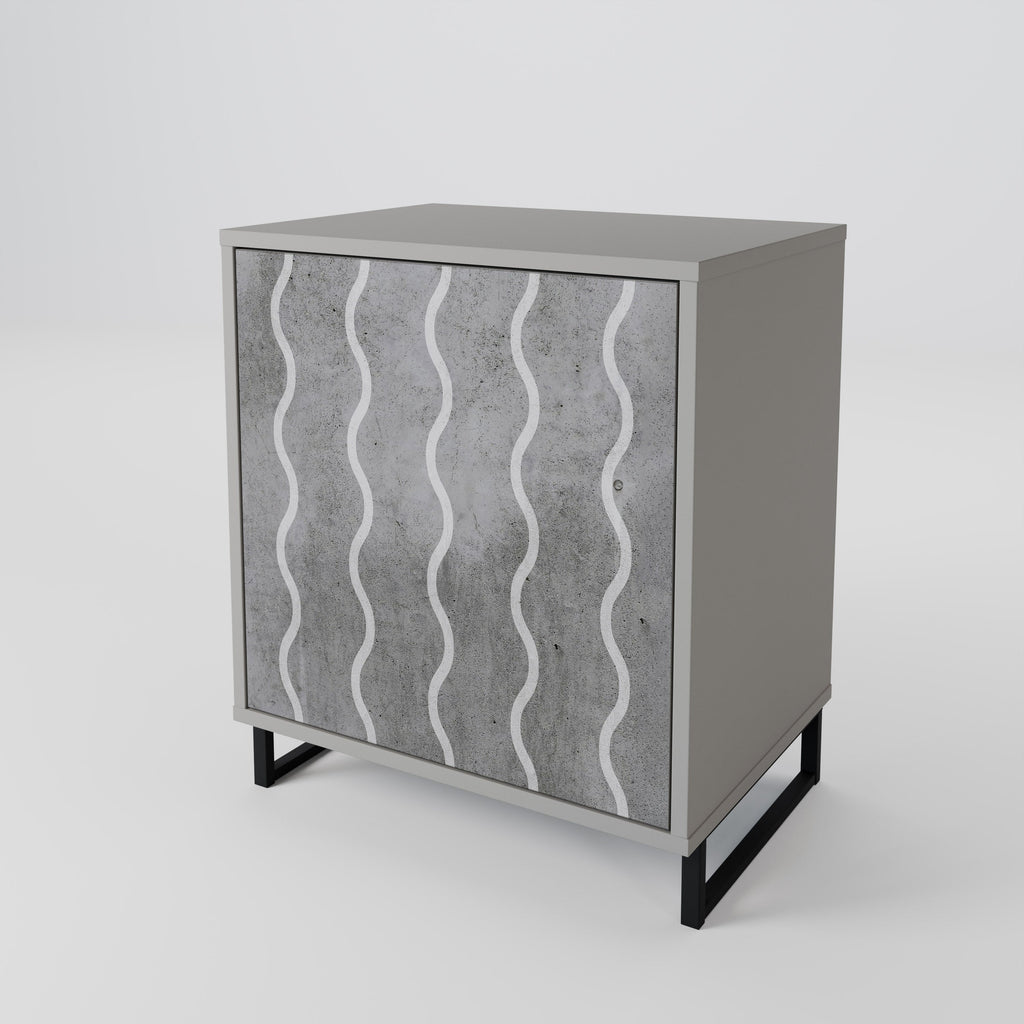 WAVES OF CONCRETE 1-Door Sideboard in Grey Finish