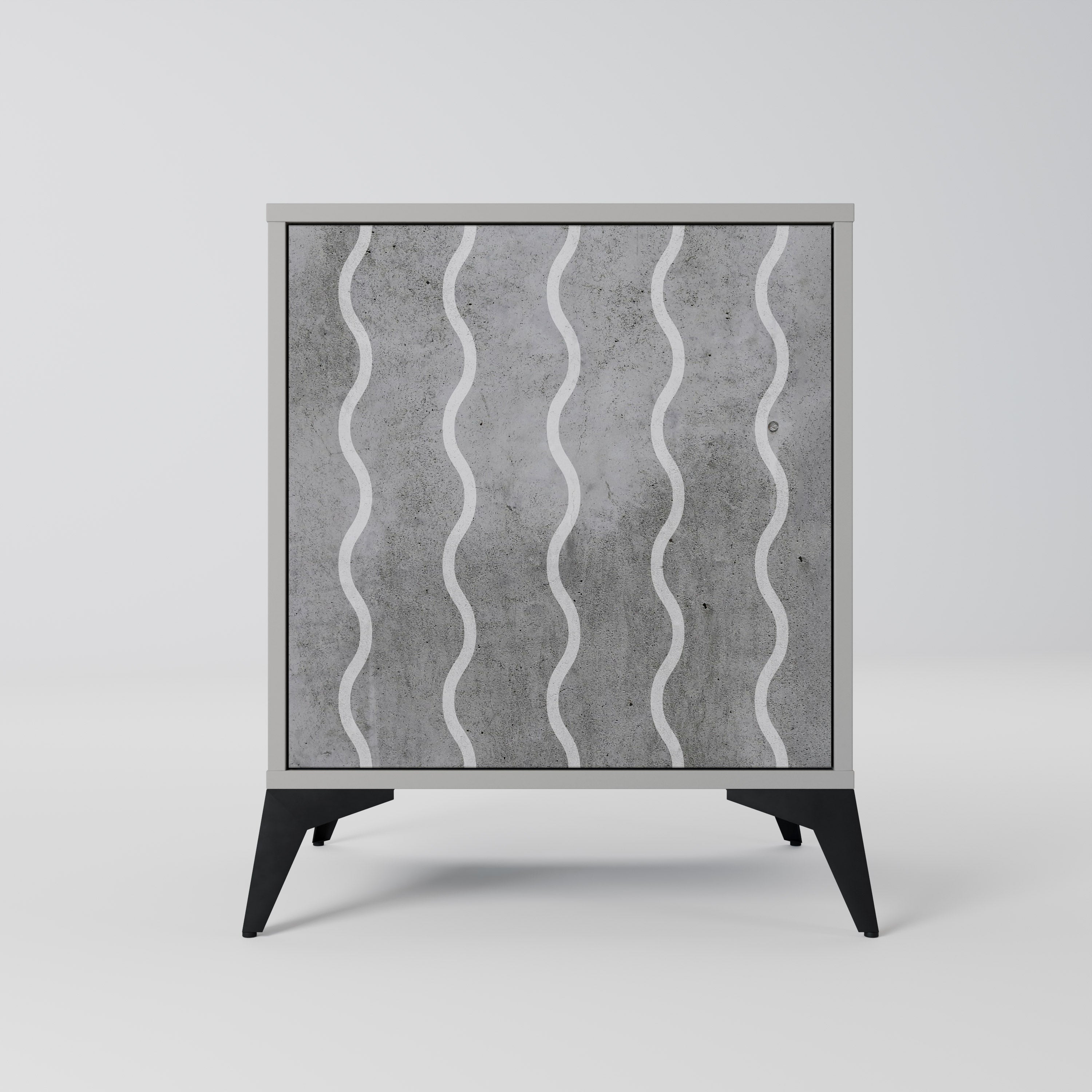WAVES OF CONCRETE 1-Door Sideboard in Grey Finish