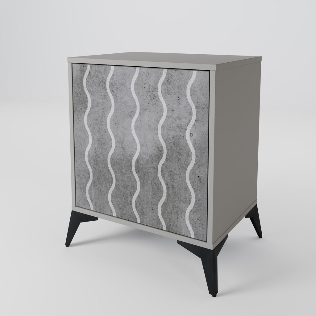 WAVES OF CONCRETE 1-Door Sideboard in Grey Finish