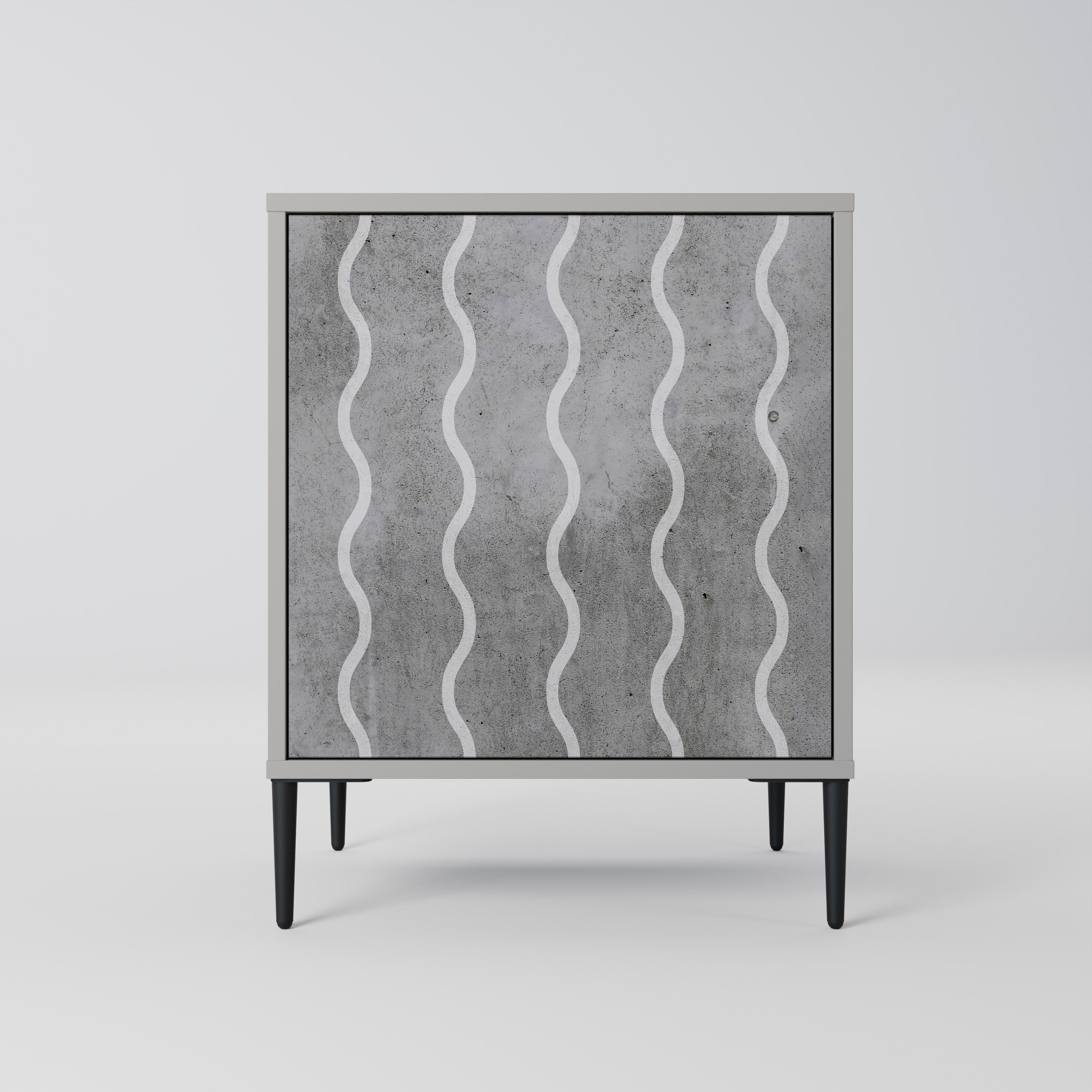 WAVES OF CONCRETE 1-Door Sideboard in Grey Finish
