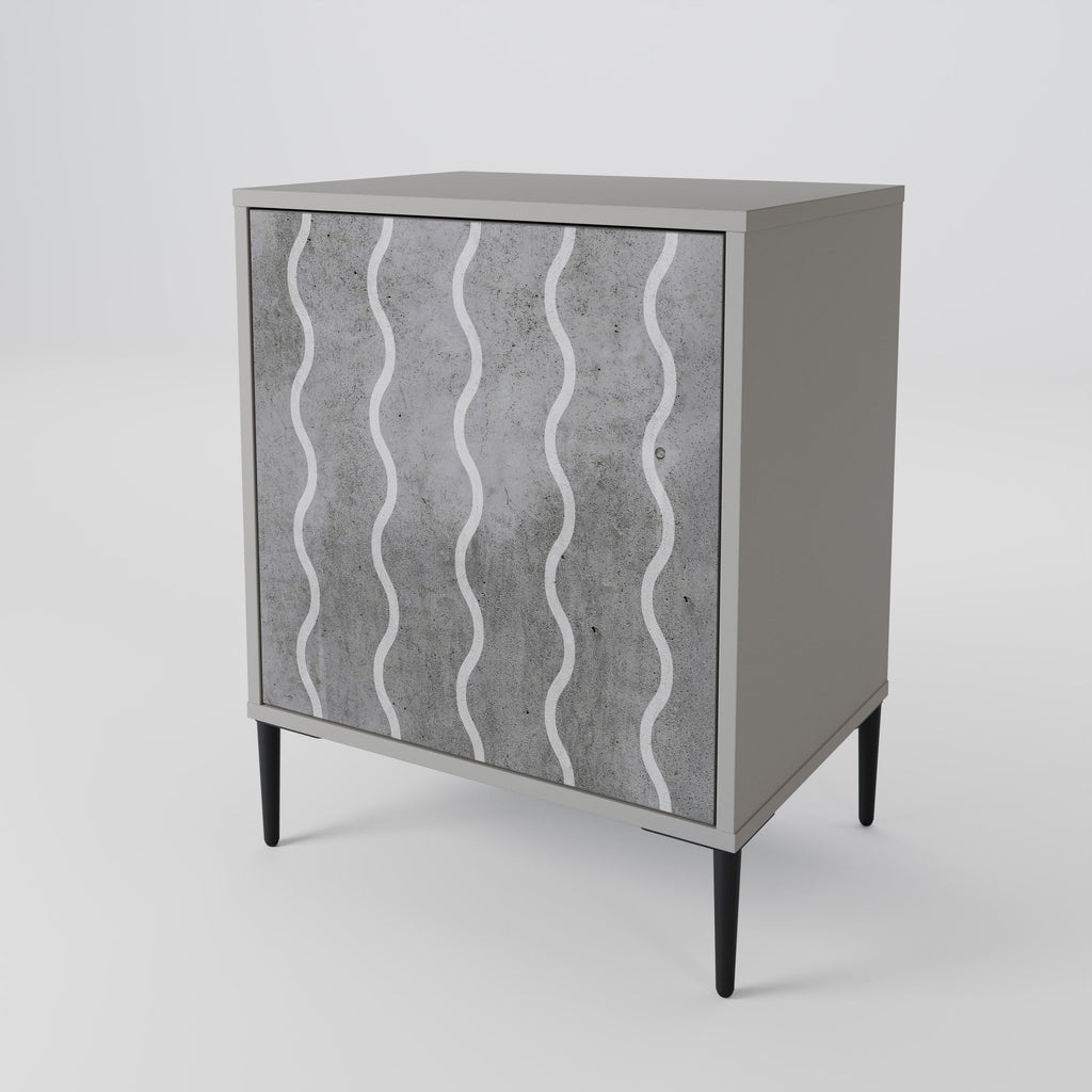WAVES OF CONCRETE 1-Door Sideboard in Grey Finish