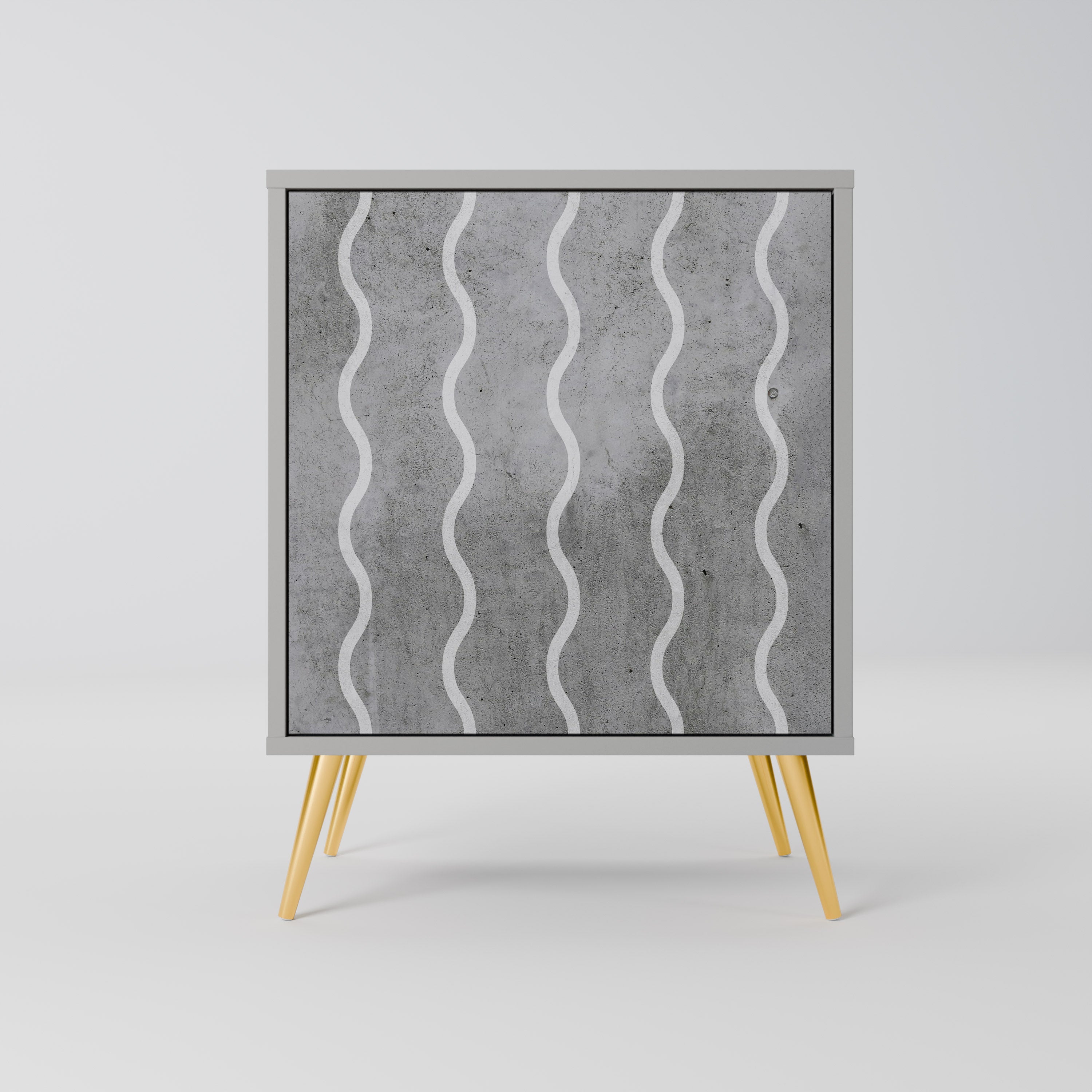 WAVES OF CONCRETE 1-Door Sideboard in Grey Finish