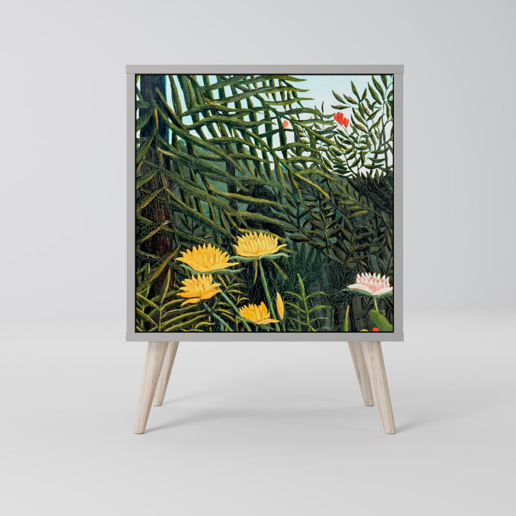 VIRGIN FOREST WITH SUNSET 1-Door Sideboard in Grey Finish