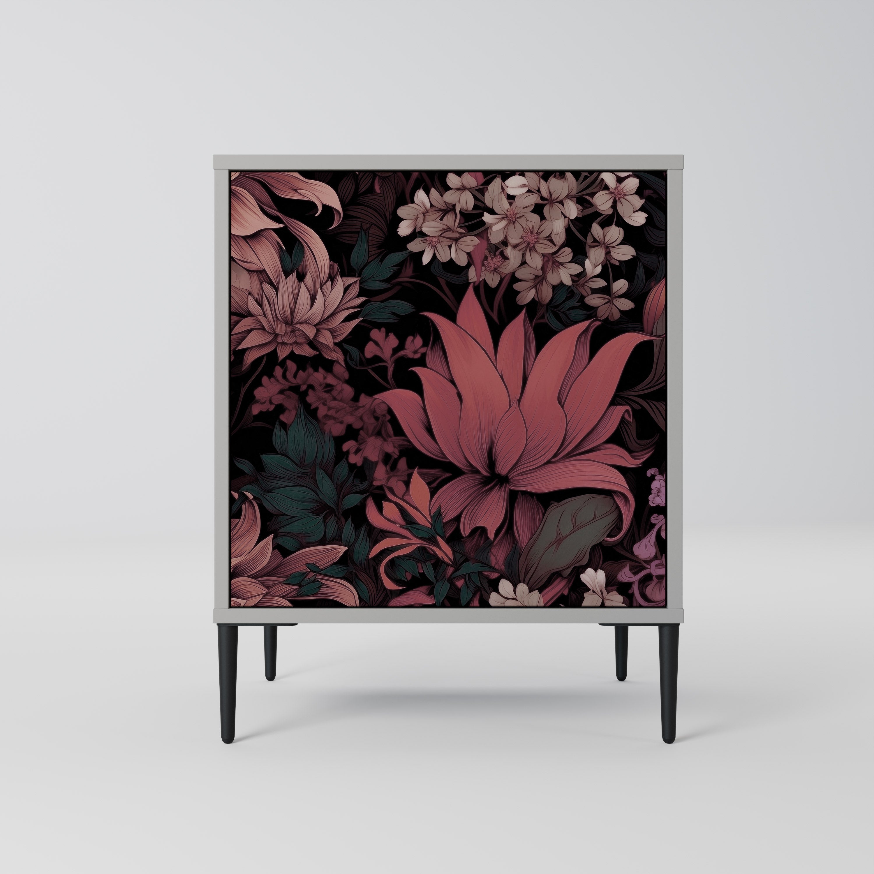 FLORAL WHISPER 1-Door Sideboard in Grey Finish