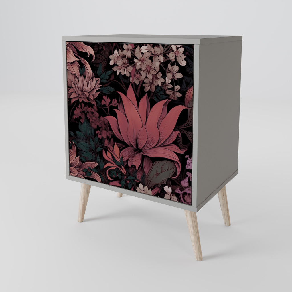 FLORAL WHISPER Aparador de 1 Porta em Acabamento Cinzento