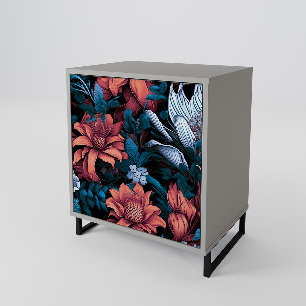 ETHEREAL BLOSSOMS 1-Door Sideboard in Grey Finish