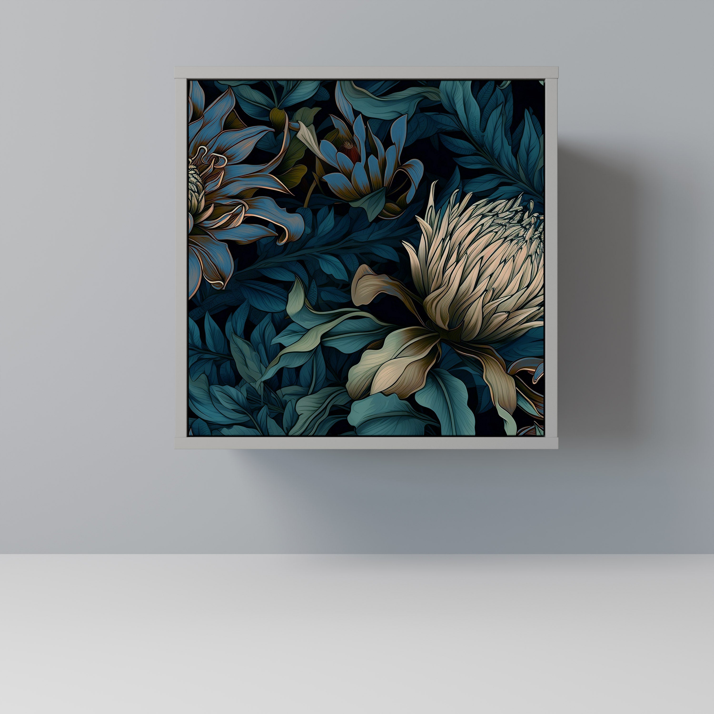 TWILIGHT BLOOM 1-Door Sideboard in Grey Finish