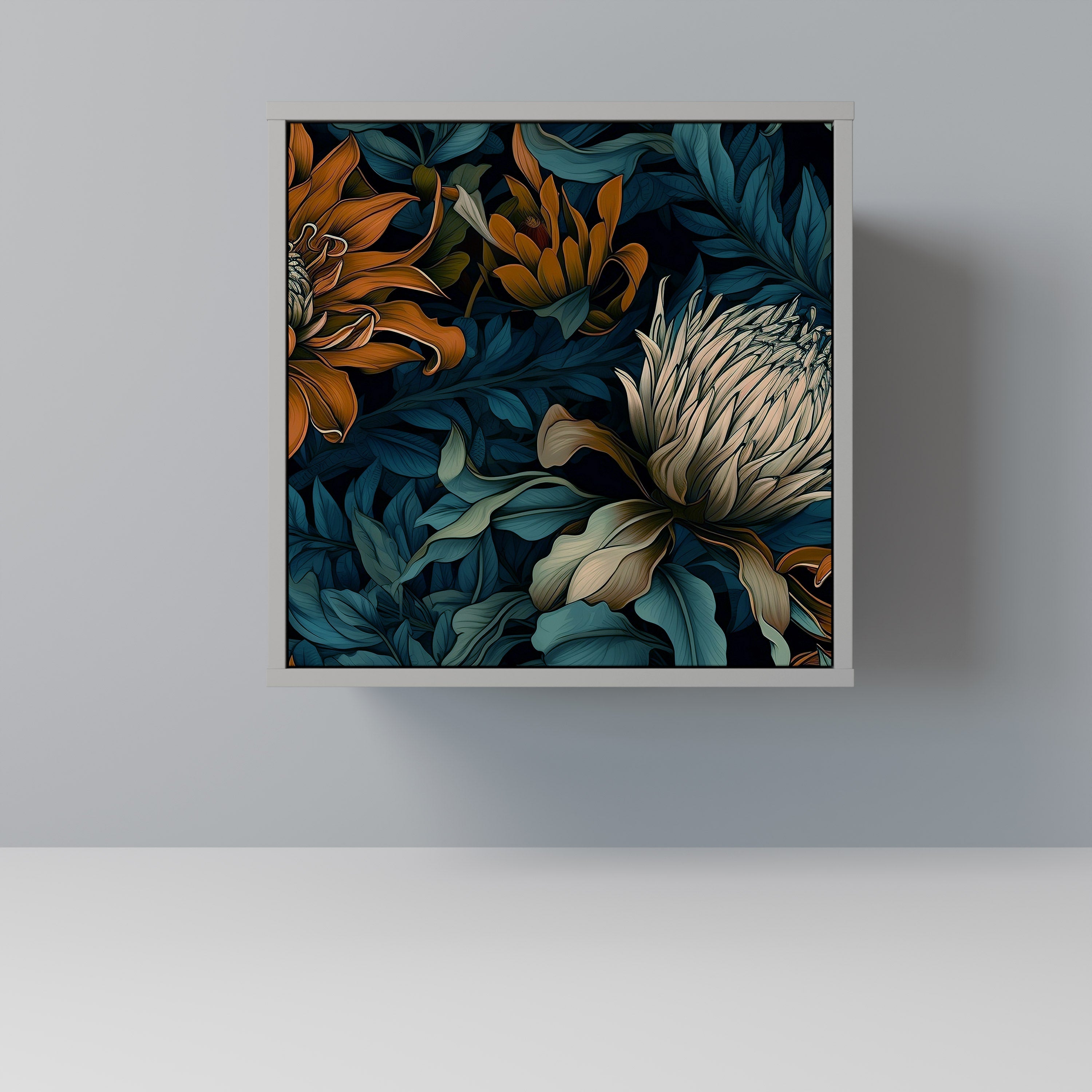 MORNING BLOOM 1-Door Sideboard in Grey Finish