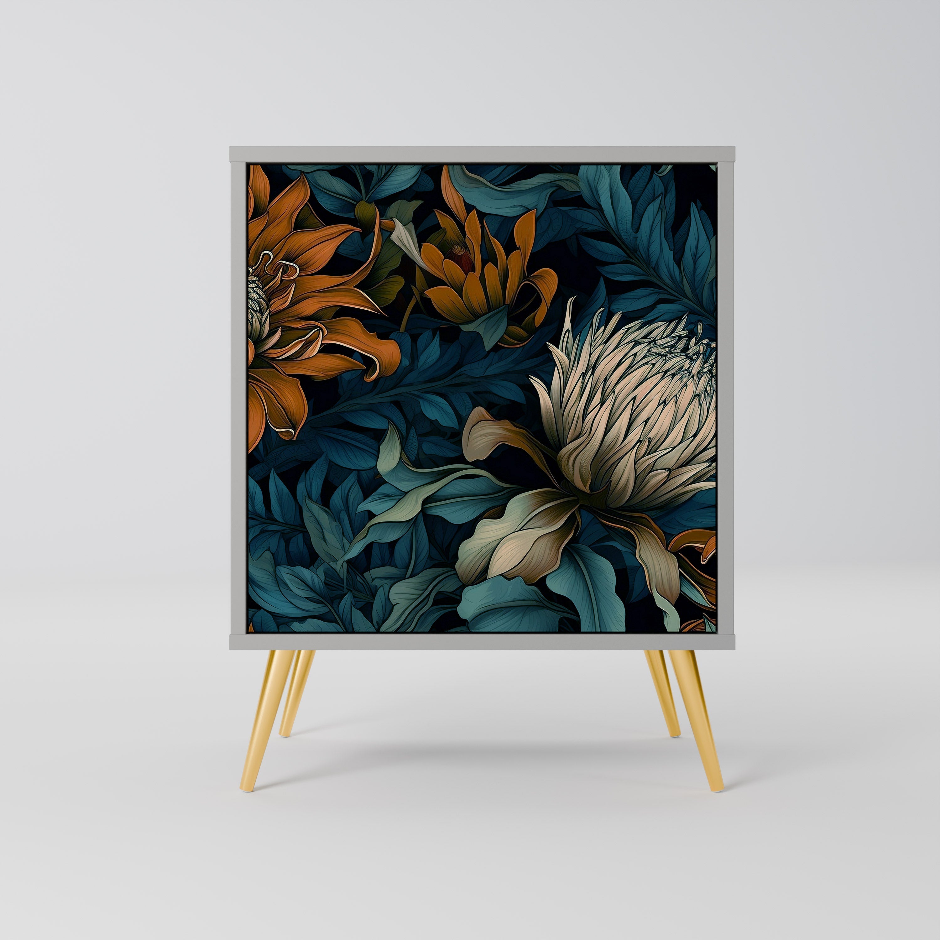 MORNING BLOOM 1-Door Sideboard in Grey Finish