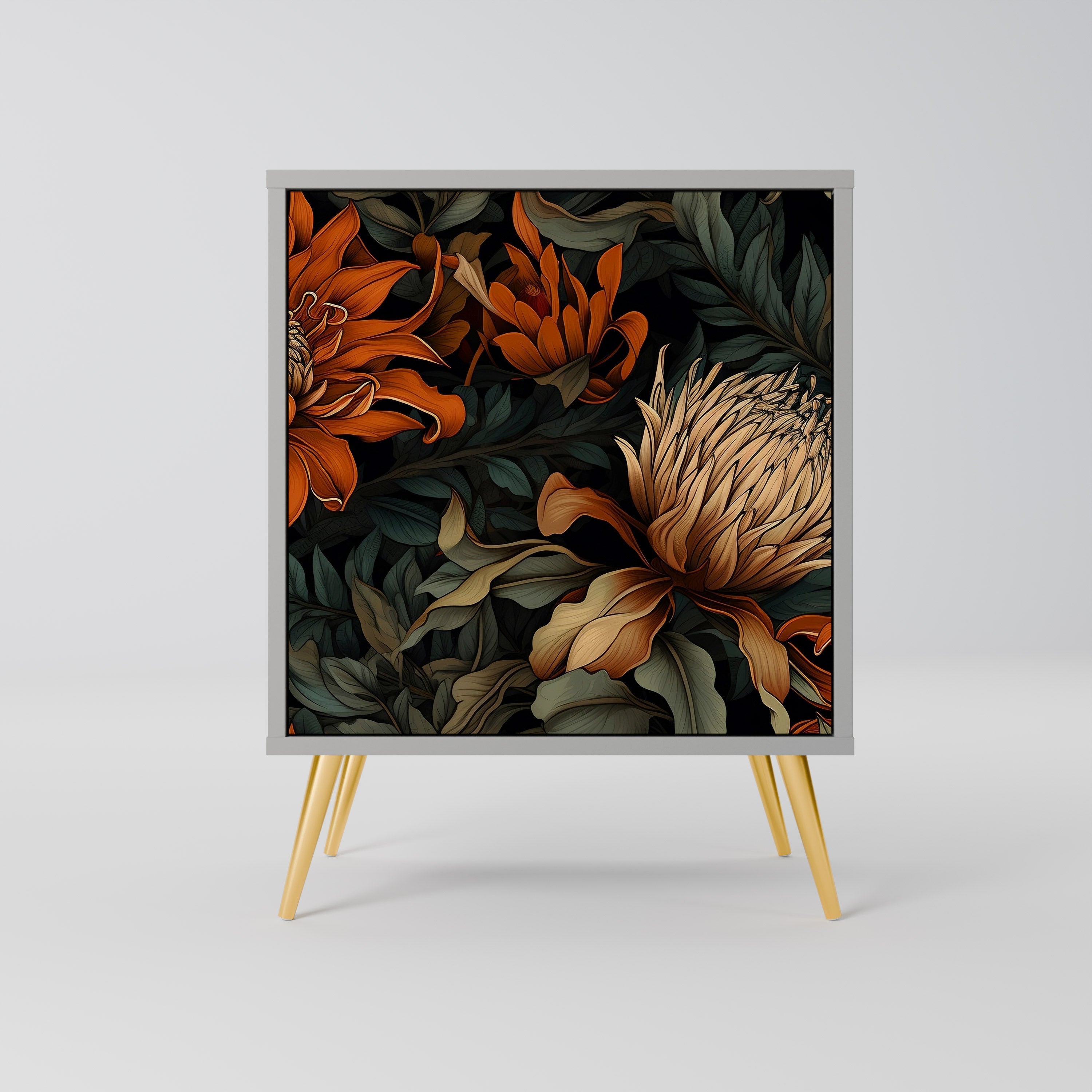 DAWN BLOOM 1-Door Sideboard in Grey Finish