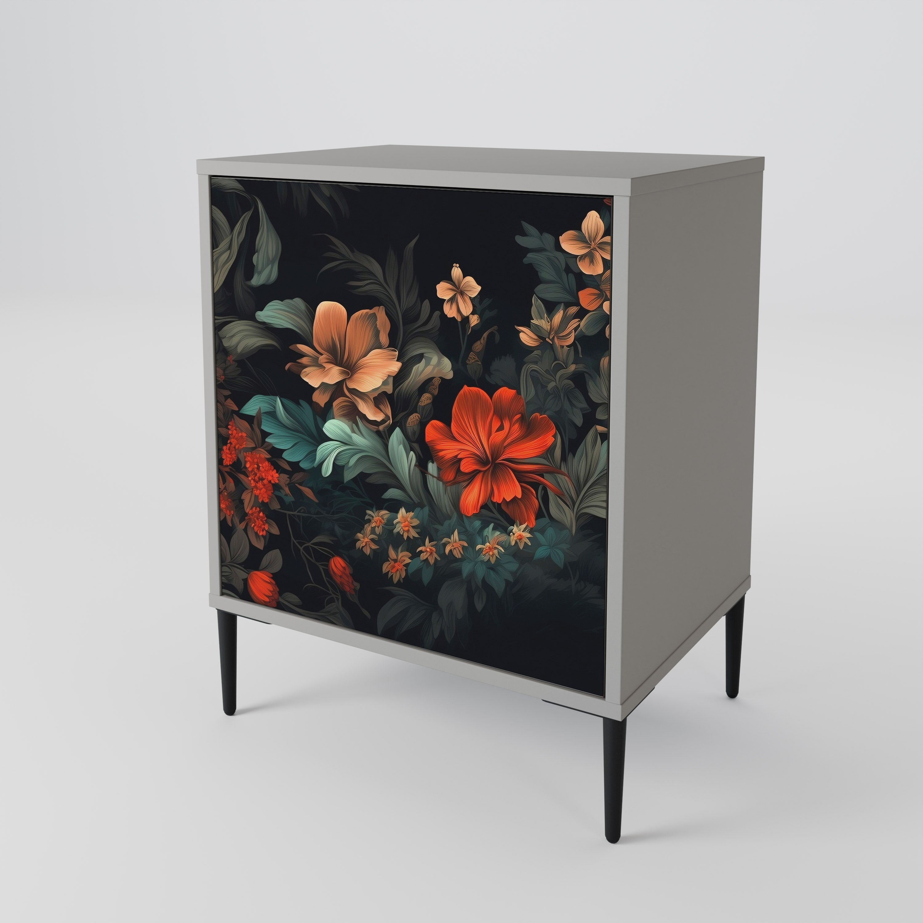 IMAGINARY BLOSSOM 1-Door Sideboard in Grey Finish