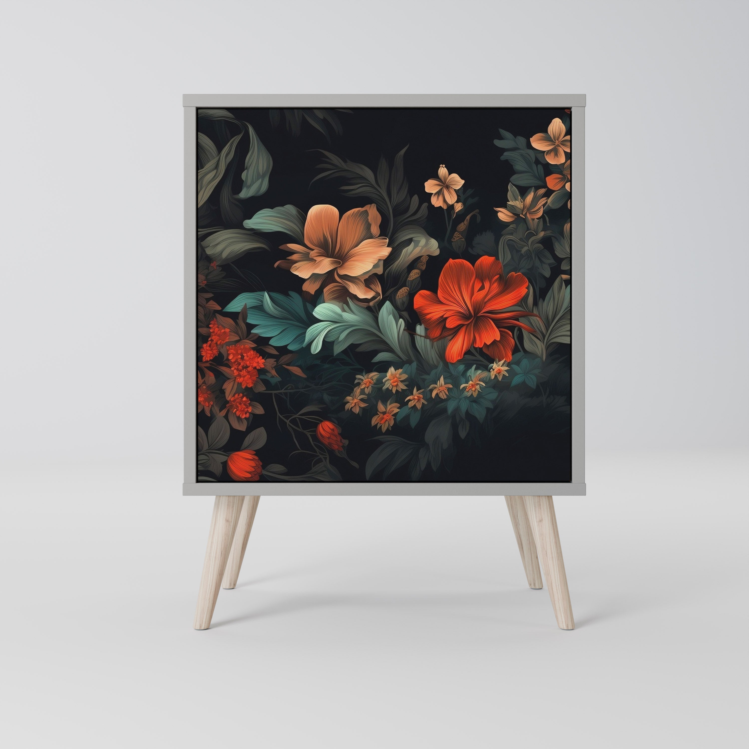 IMAGINARY BLOSSOM 1-Door Sideboard in Grey Finish