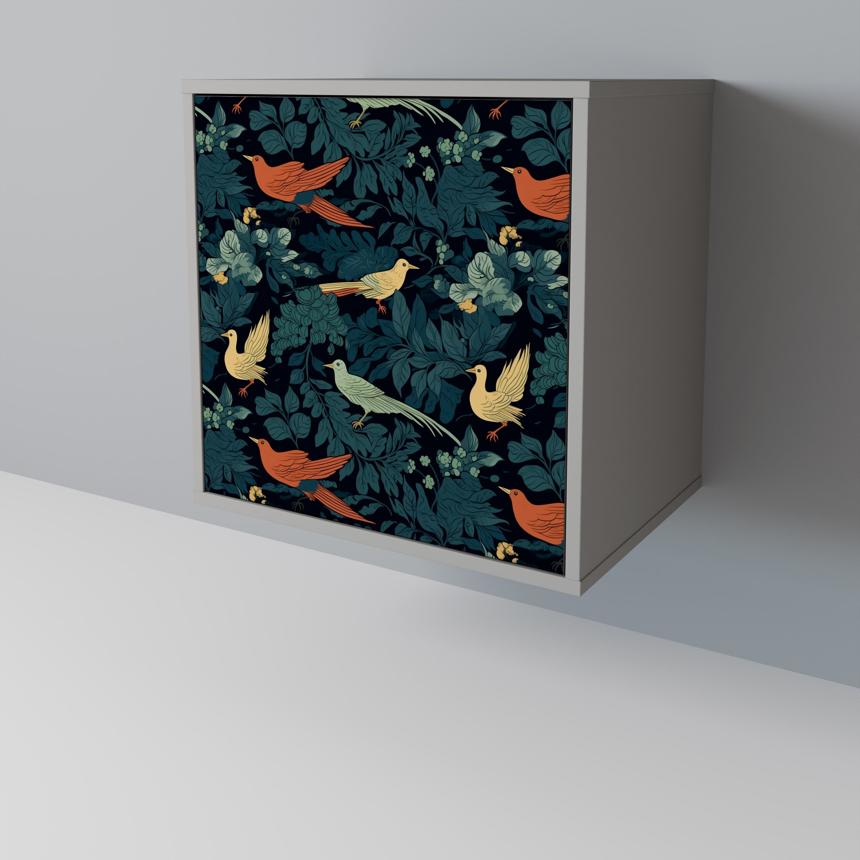 FOWL ORNAMENT 1-Door Sideboard in Grey Finish