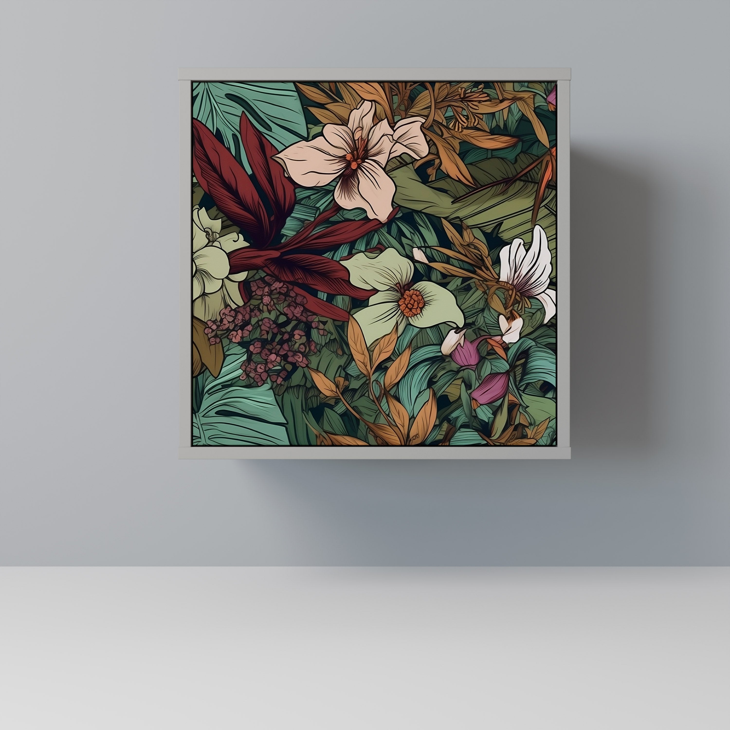 BOTANICAL EMERGENCE 1-Door Sideboard in Grey Finish