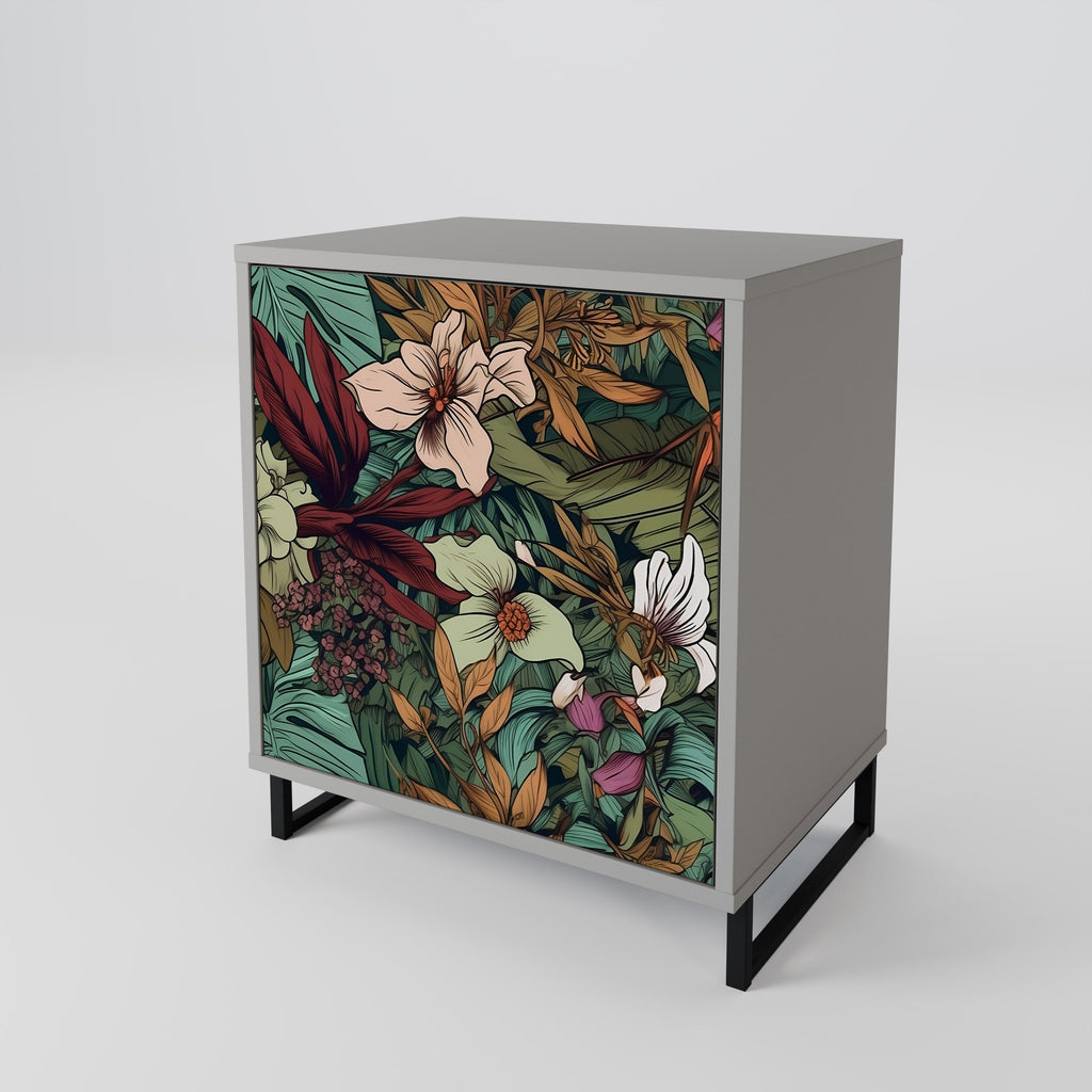 BOTANICAL EMERGENCE 1-Door Sideboard in Grey Finish