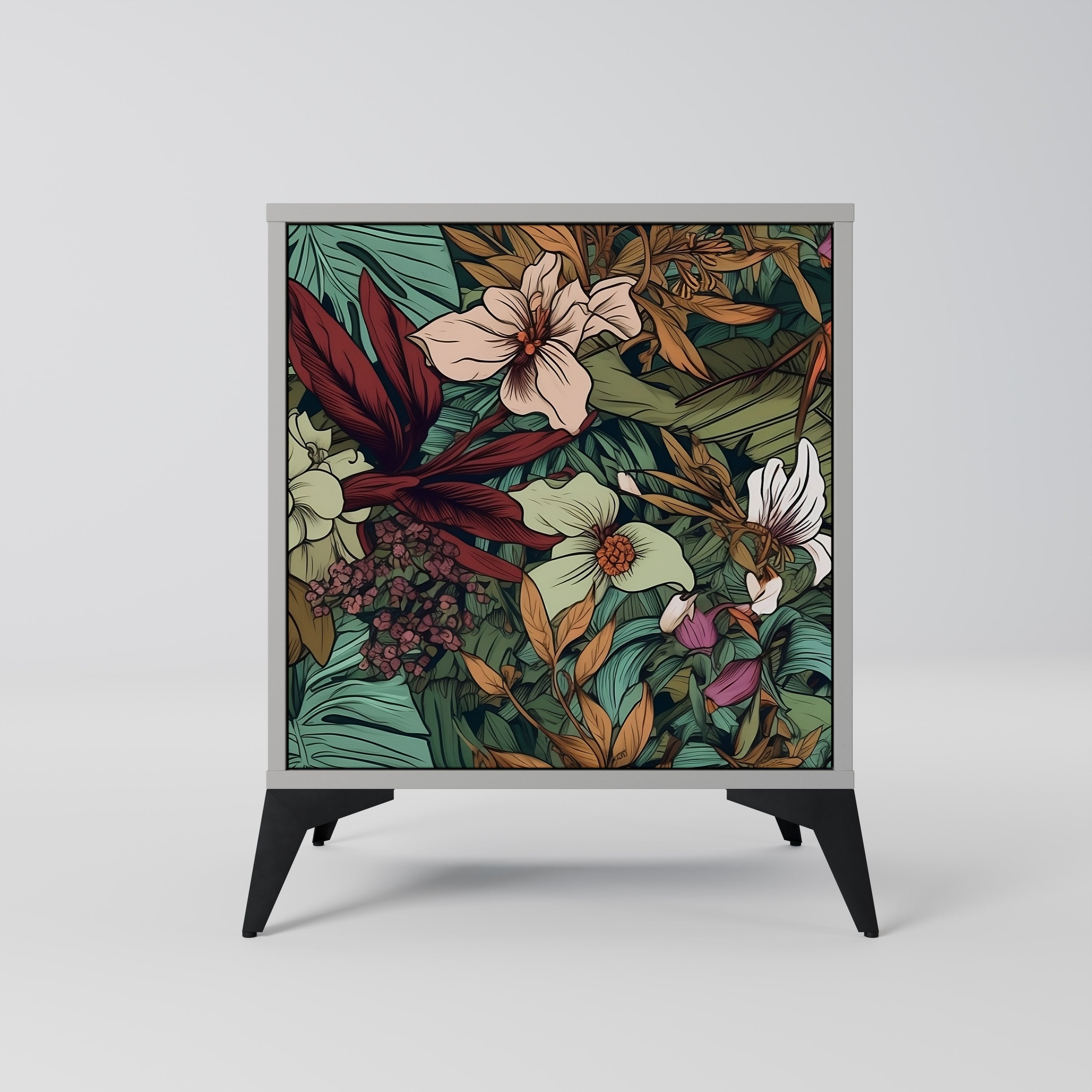 BOTANICAL EMERGENCE 1-Door Sideboard in Grey Finish