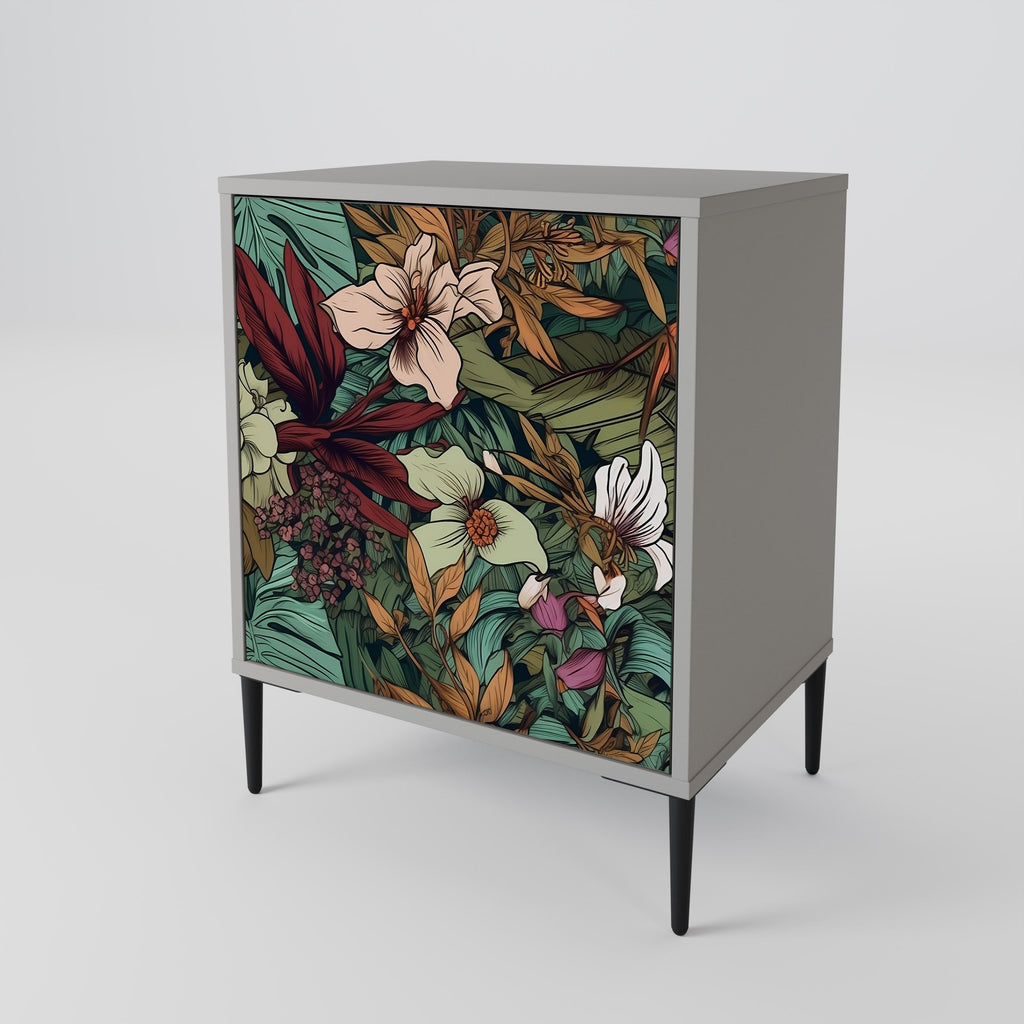 BOTANICAL EMERGENCE 1-Door Sideboard in Grey Finish