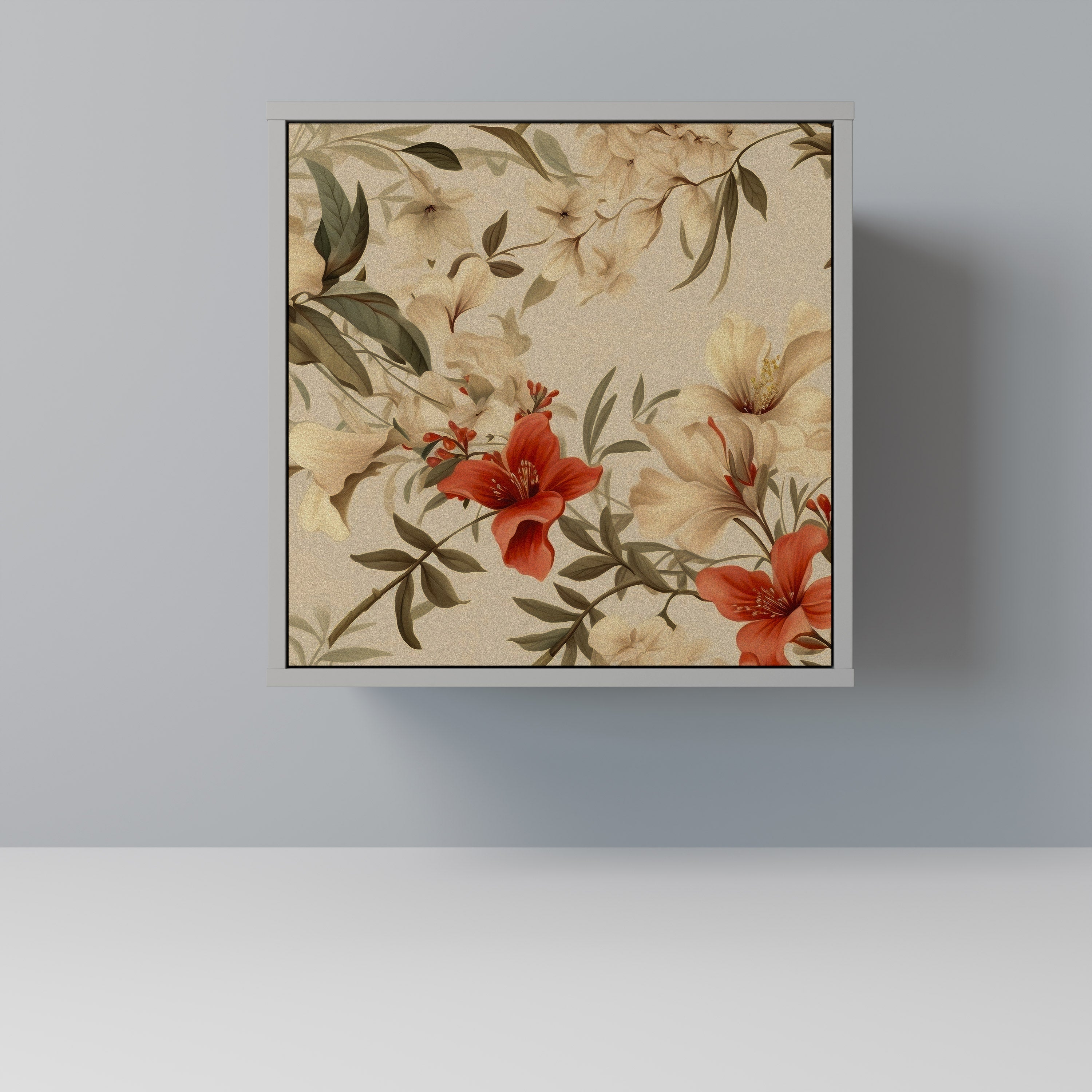 BLOOMING HARMONY 1-Door Sideboard in Grey Finish