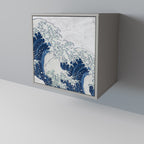 THE GREAT WAVE AT KANAGAWA 1-Door Sideboard in Grey Finish