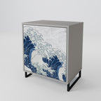 THE GREAT WAVE AT KANAGAWA 1-Door Sideboard in Grey Finish