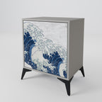 THE GREAT WAVE AT KANAGAWA 1-Door Sideboard in Grey Finish