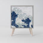 THE GREAT WAVE AT KANAGAWA 1-Door Sideboard in Grey Finish