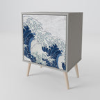 THE GREAT WAVE AT KANAGAWA 1-Door Sideboard in Grey Finish