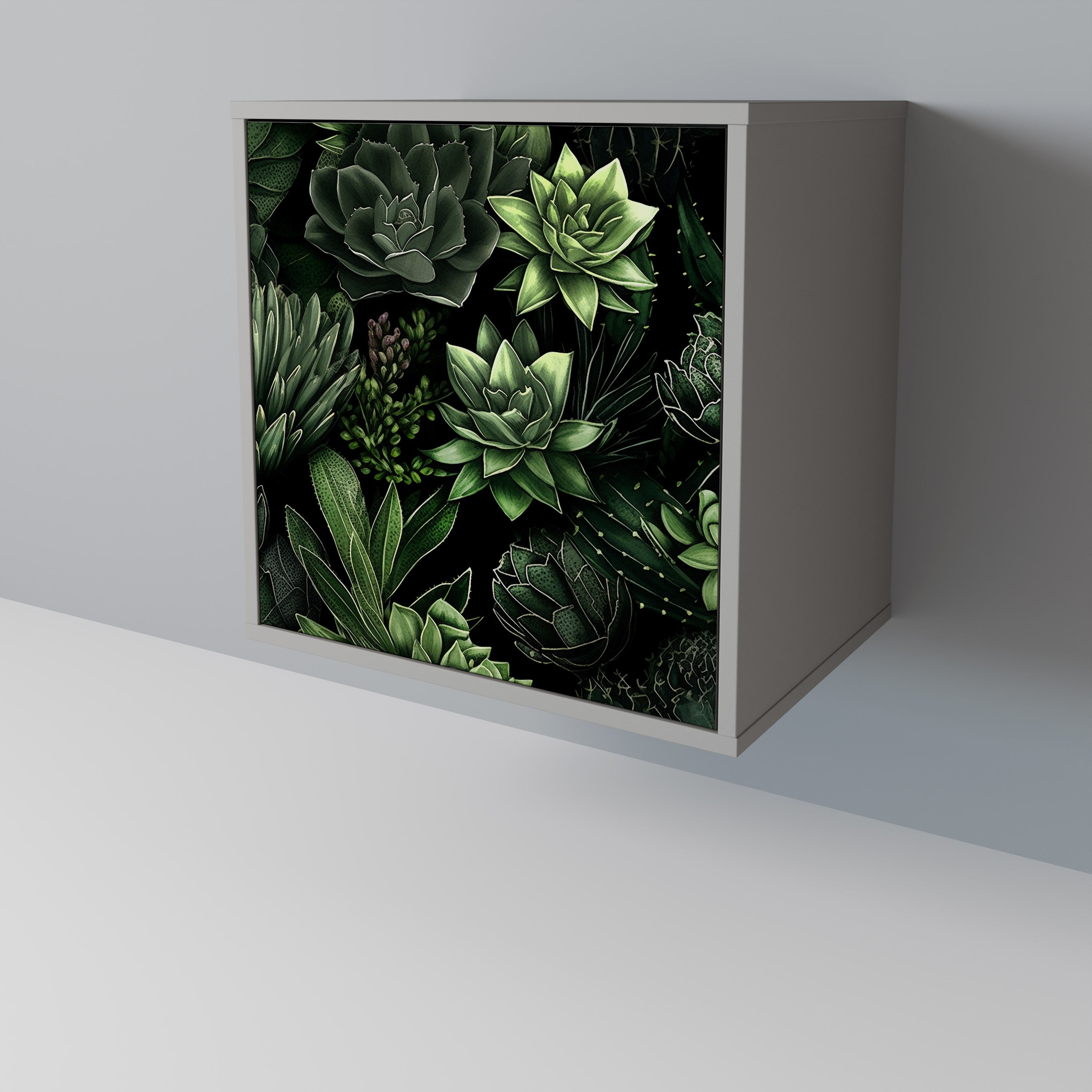 SUCCULENT JUNGLE 1-Door Sideboard in Grey Finish