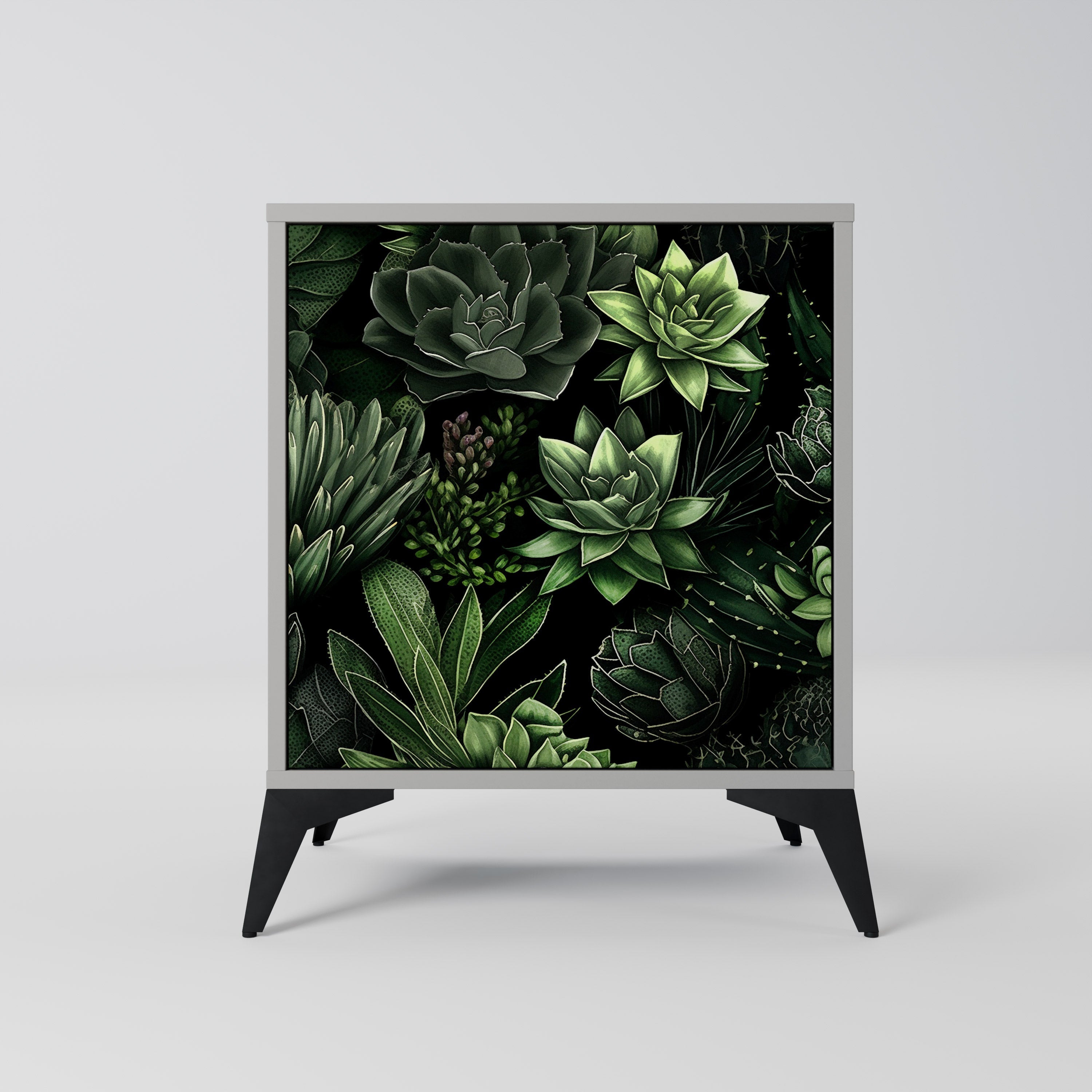 SUCCULENT JUNGLE 1-Door Sideboard in Grey Finish