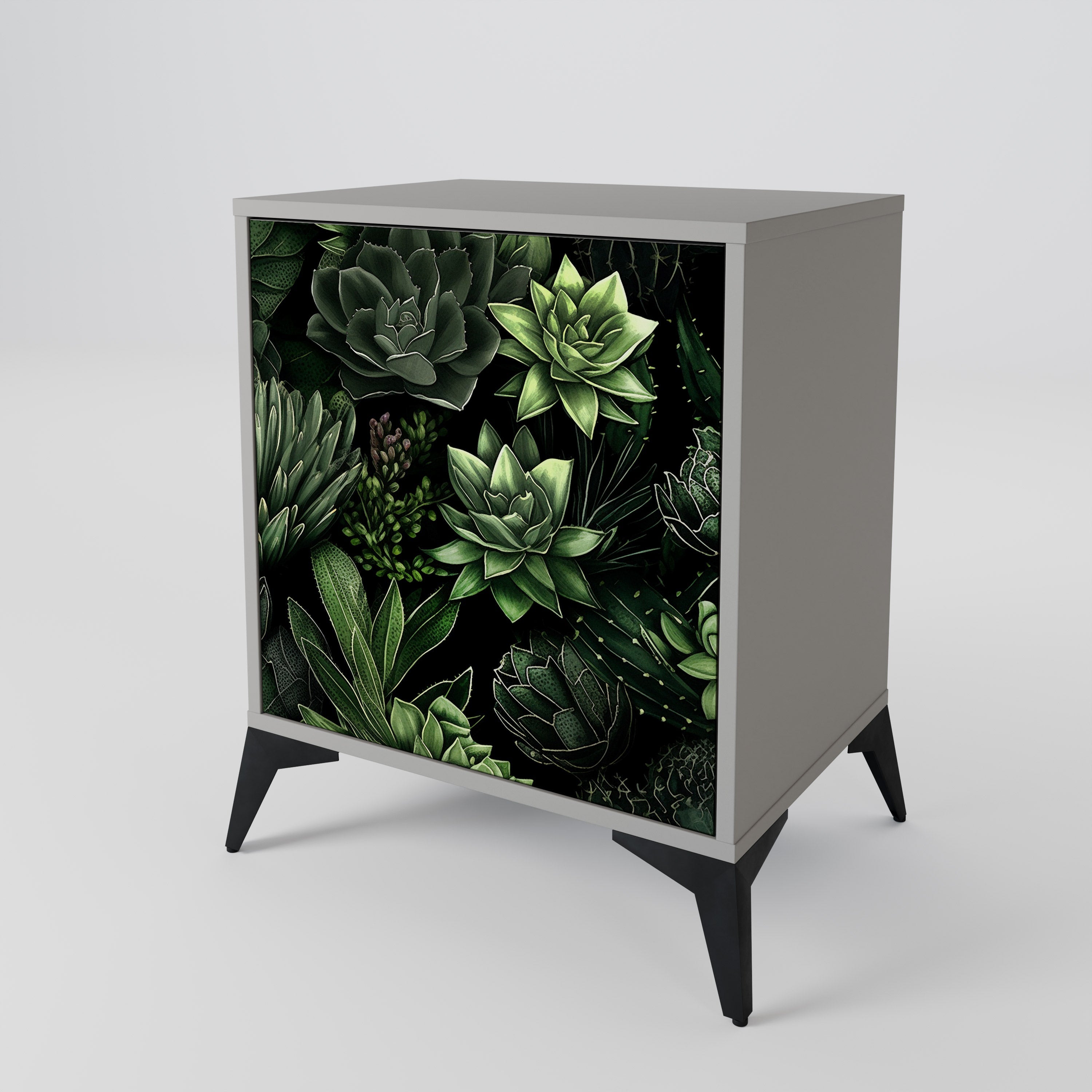 SUCCULENT JUNGLE 1-Door Sideboard in Grey Finish