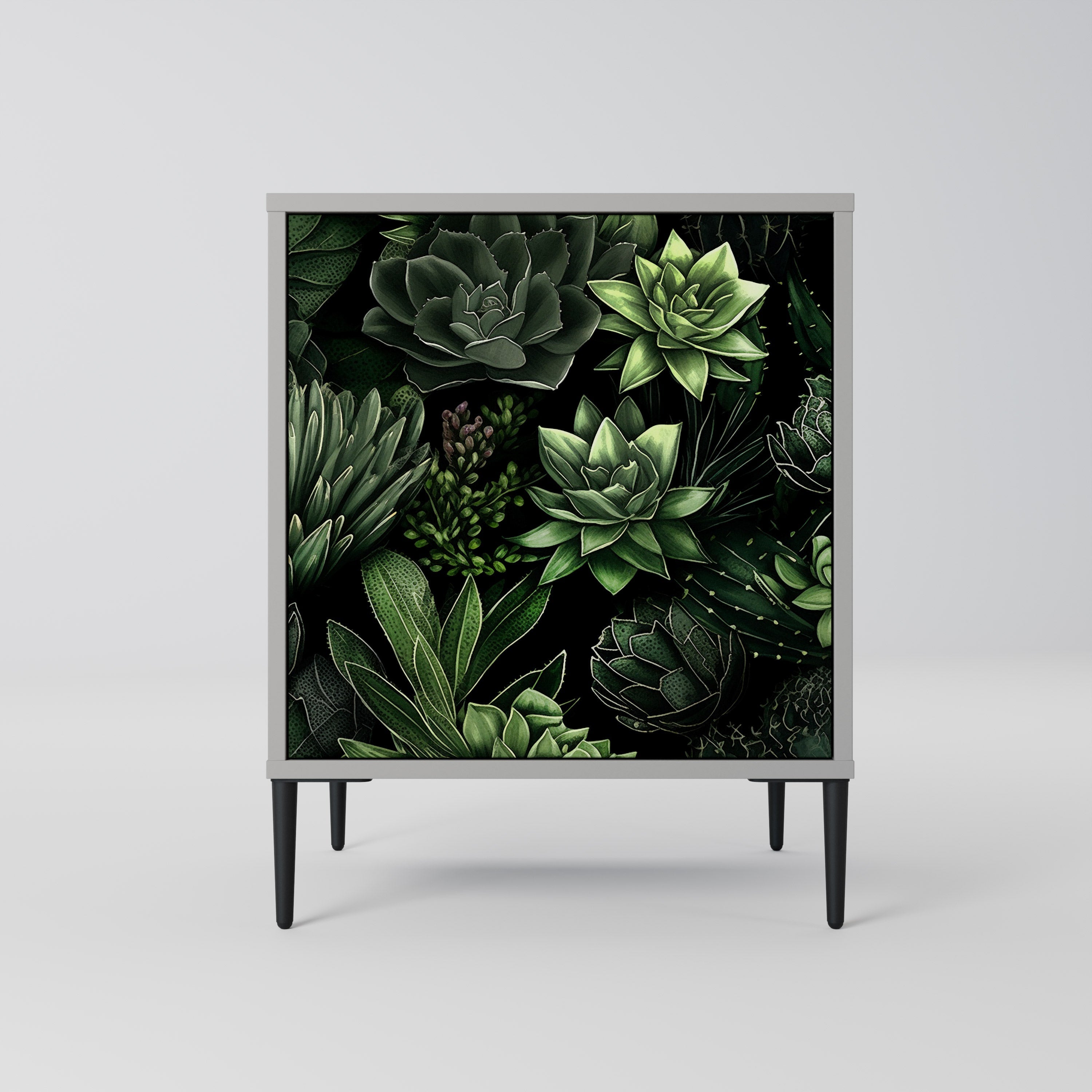 SUCCULENT JUNGLE 1-Door Sideboard in Grey Finish