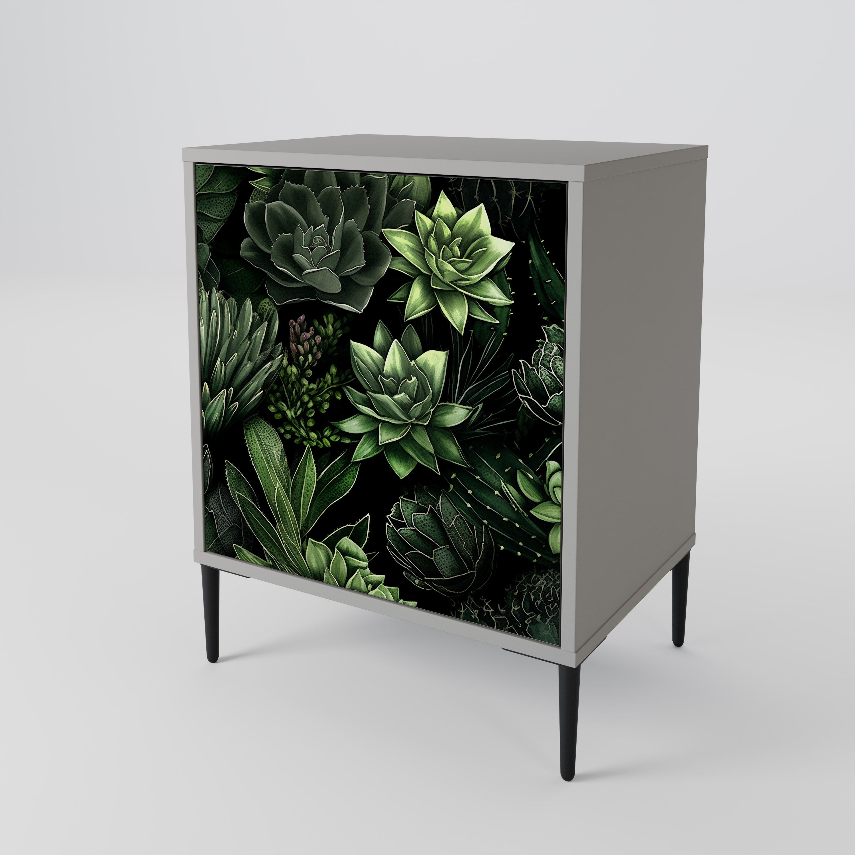 SUCCULENT JUNGLE 1-Door Sideboard in Grey Finish