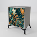 FLORAL SERENITY 1-Door Sideboard in Grey Finish