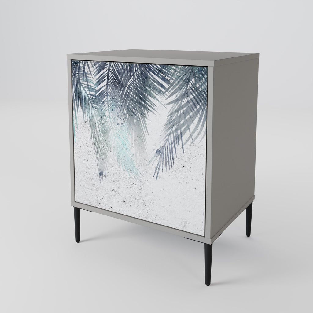 PALM VEIL 1-Door Sideboard in Grey Finish