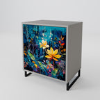 MIDNIGHT BLOSSOM 1-Door Sideboard in Grey Finish