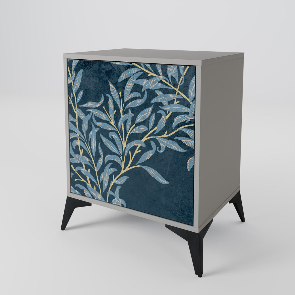 BLUE LEAVES 1-Door Sideboard in Grey Finish