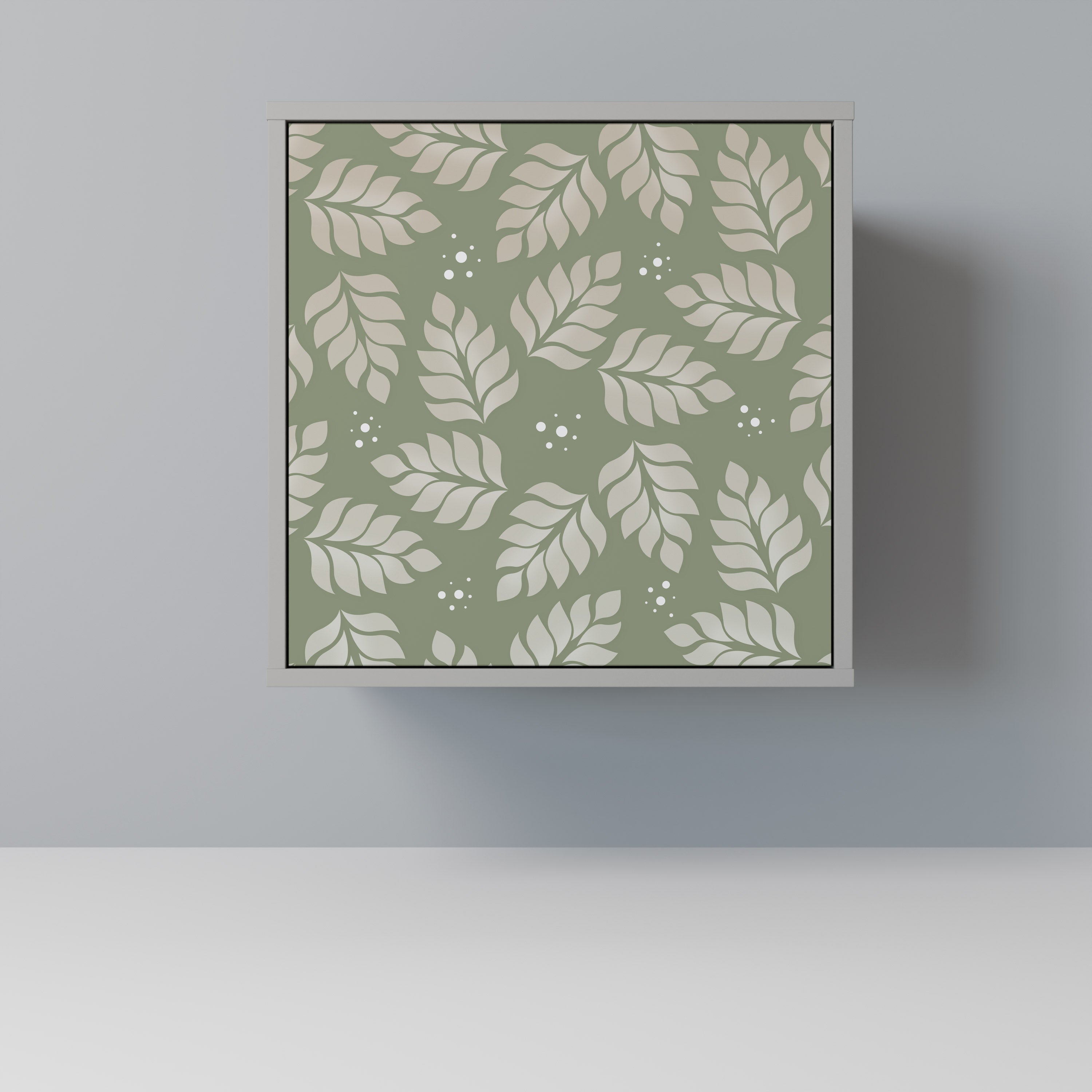 LEAVES ON GREEN 1-Door Sideboard in Grey Finish