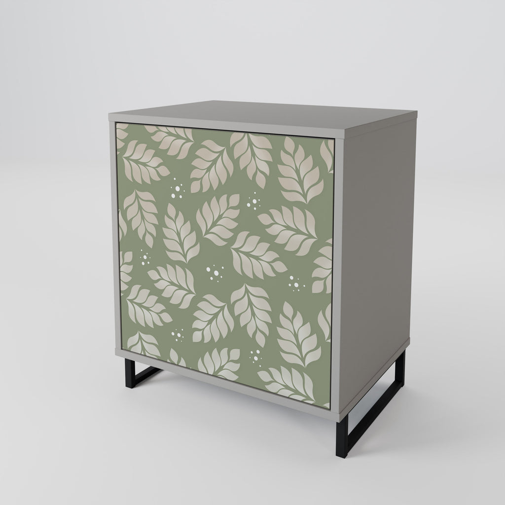 LEAVES ON GREEN 1-Door Sideboard in Grey Finish