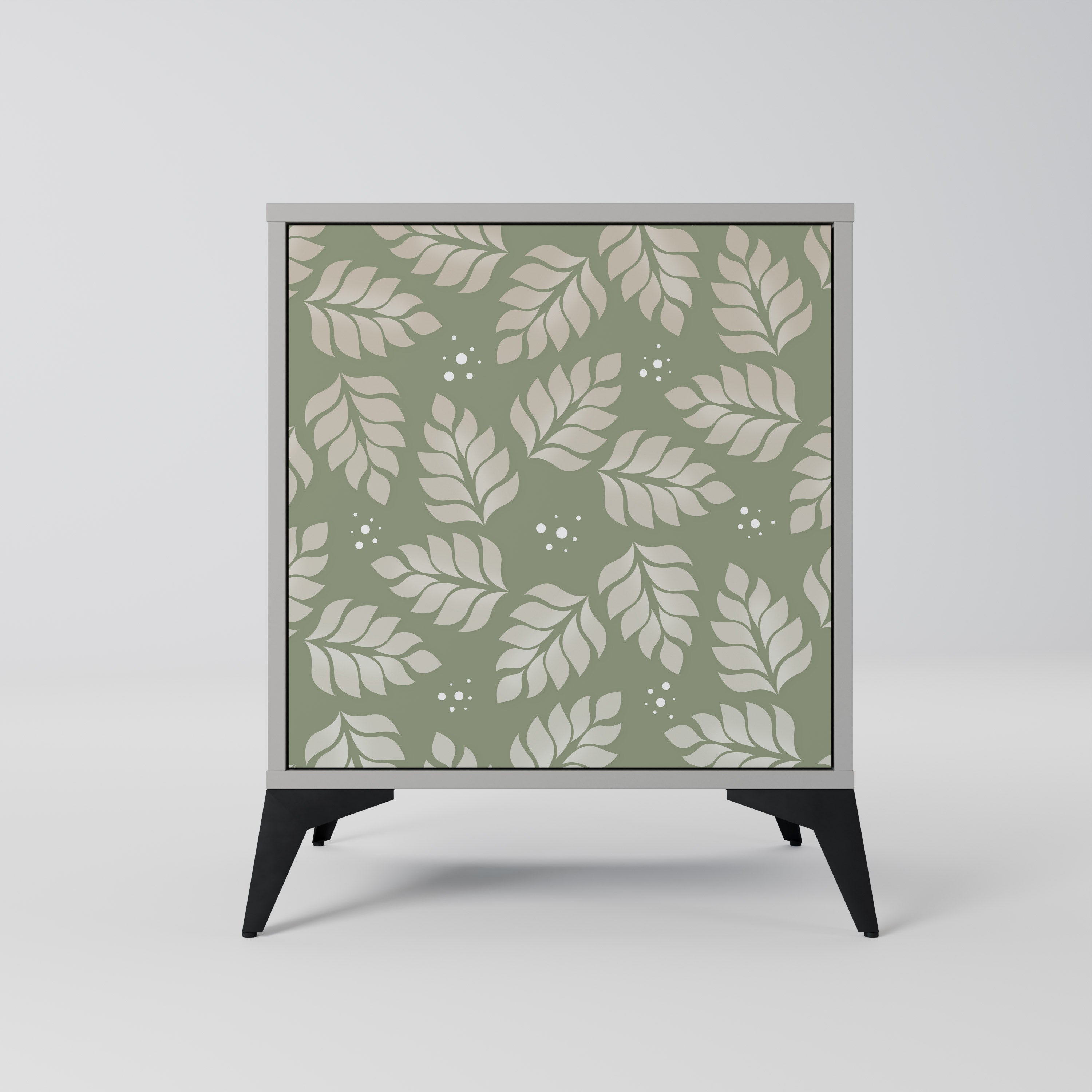 LEAVES ON GREEN 1-Door Sideboard in Grey Finish