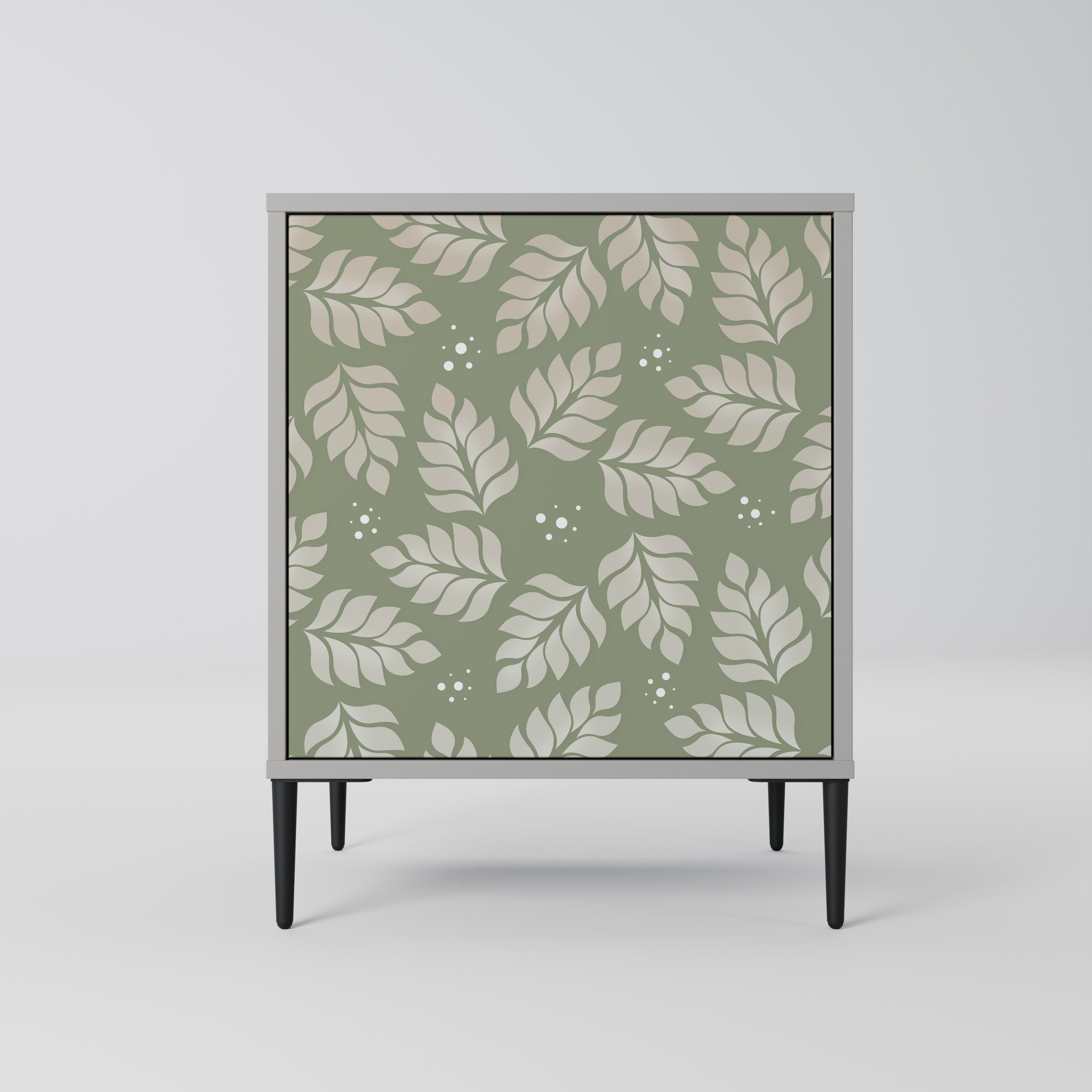 LEAVES ON GREEN 1-Door Sideboard in Grey Finish