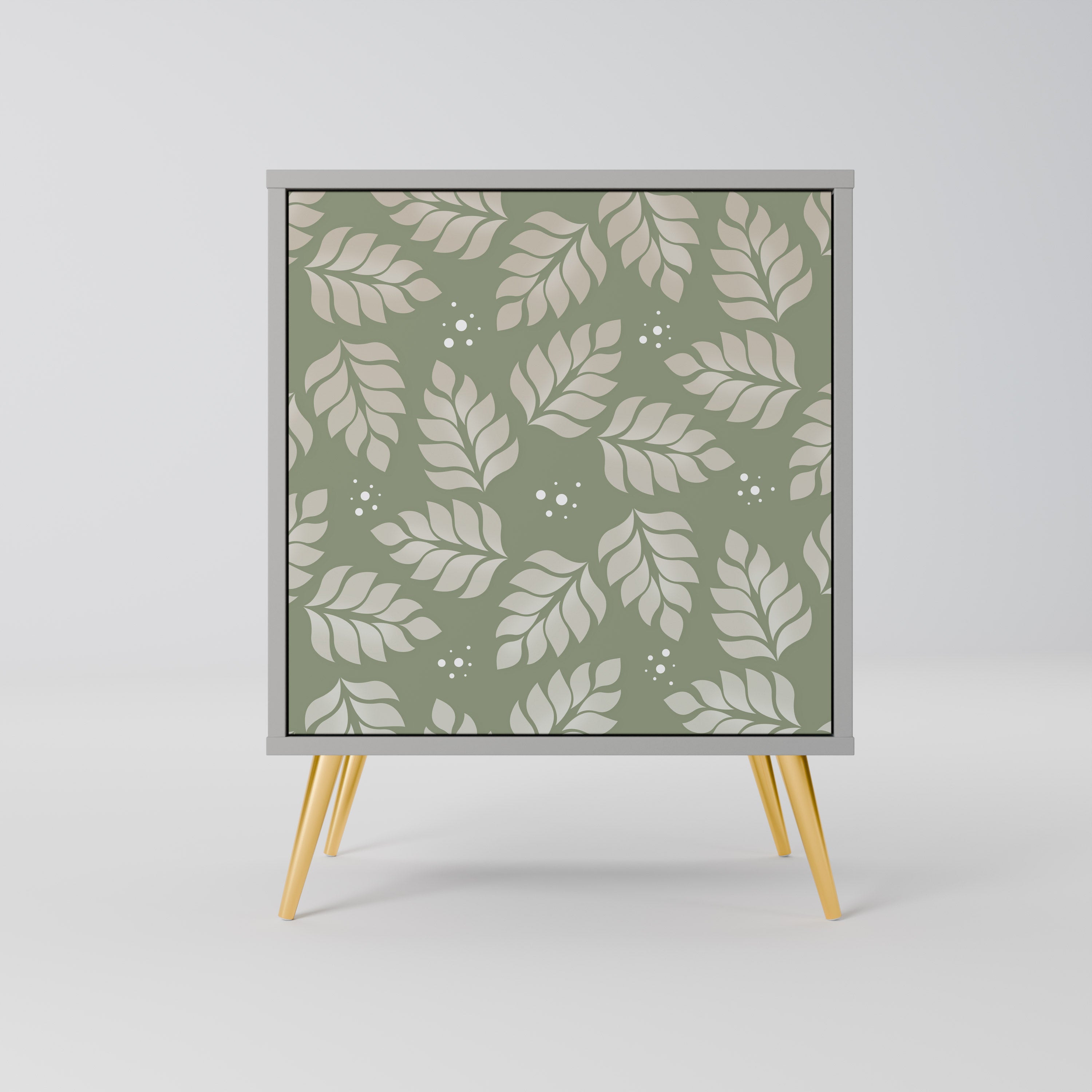 LEAVES ON GREEN 1-Door Sideboard in Grey Finish