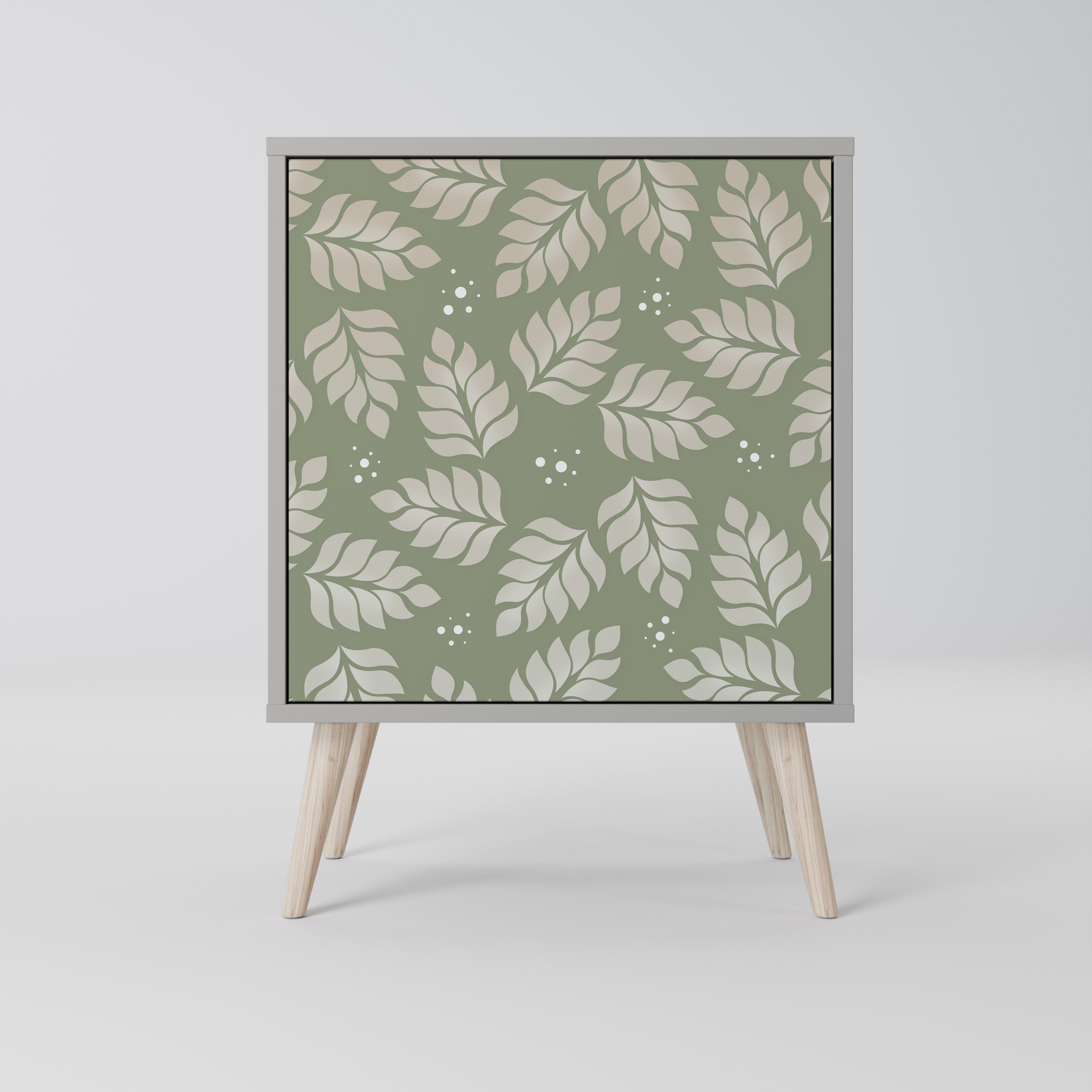 LEAVES ON GREEN 1-Door Sideboard in Grey Finish